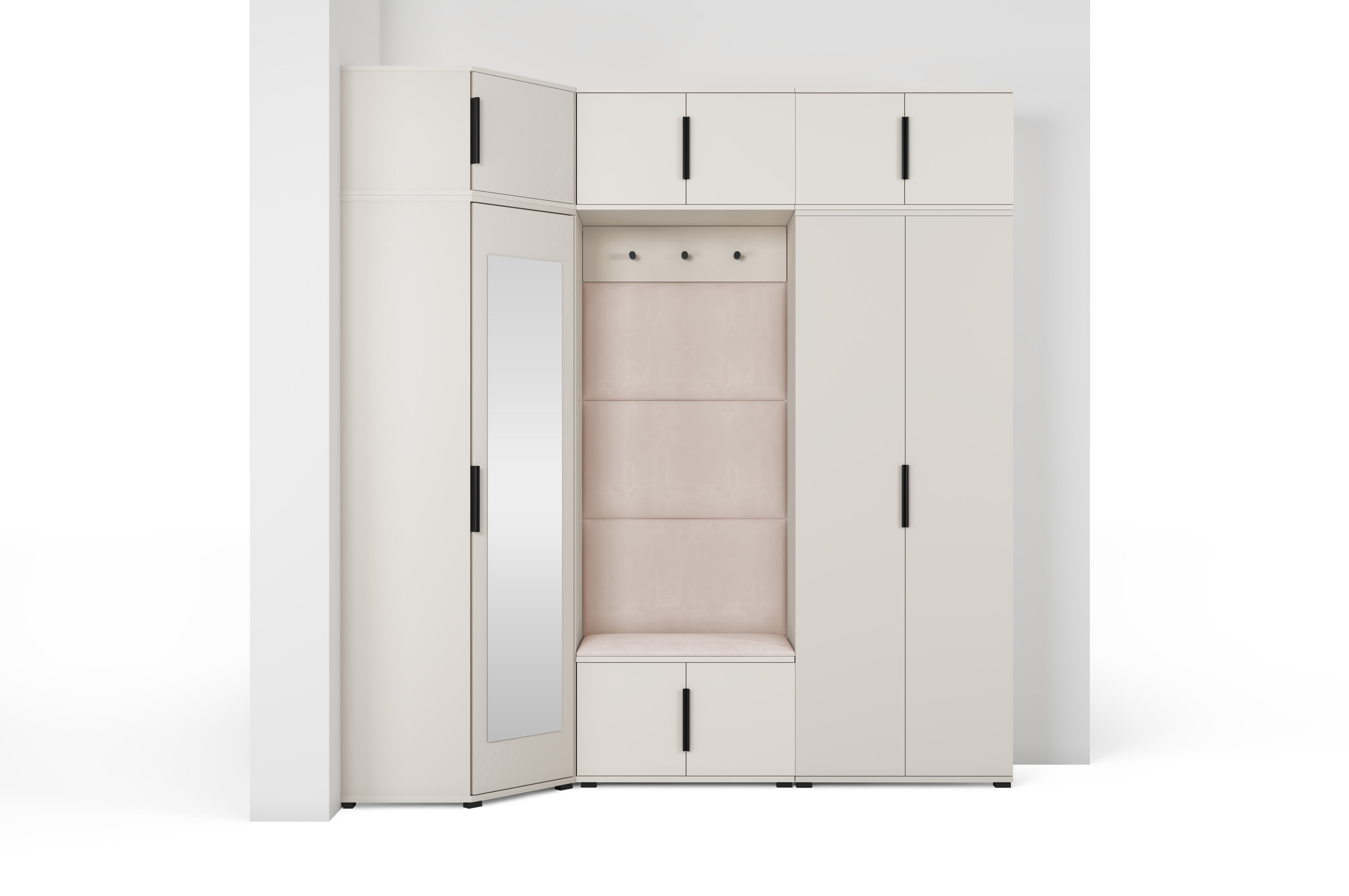 PK Bianco 20 Hallway Wardrobe Set - Upholstered Panels in Various Colours