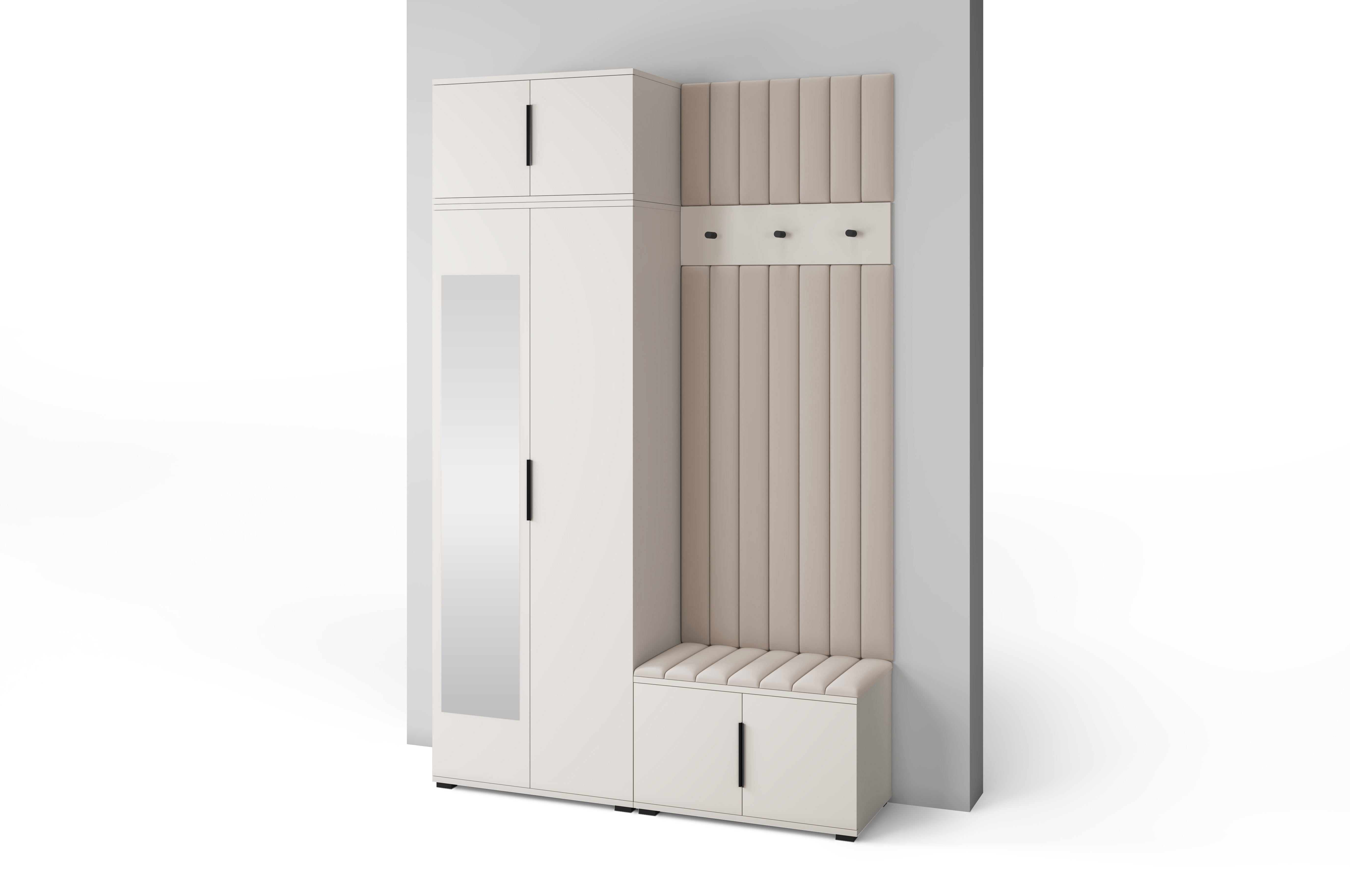 PK Bianco 14 Hallway Wardrobe Set - Upholstered Panels in Various Colours
