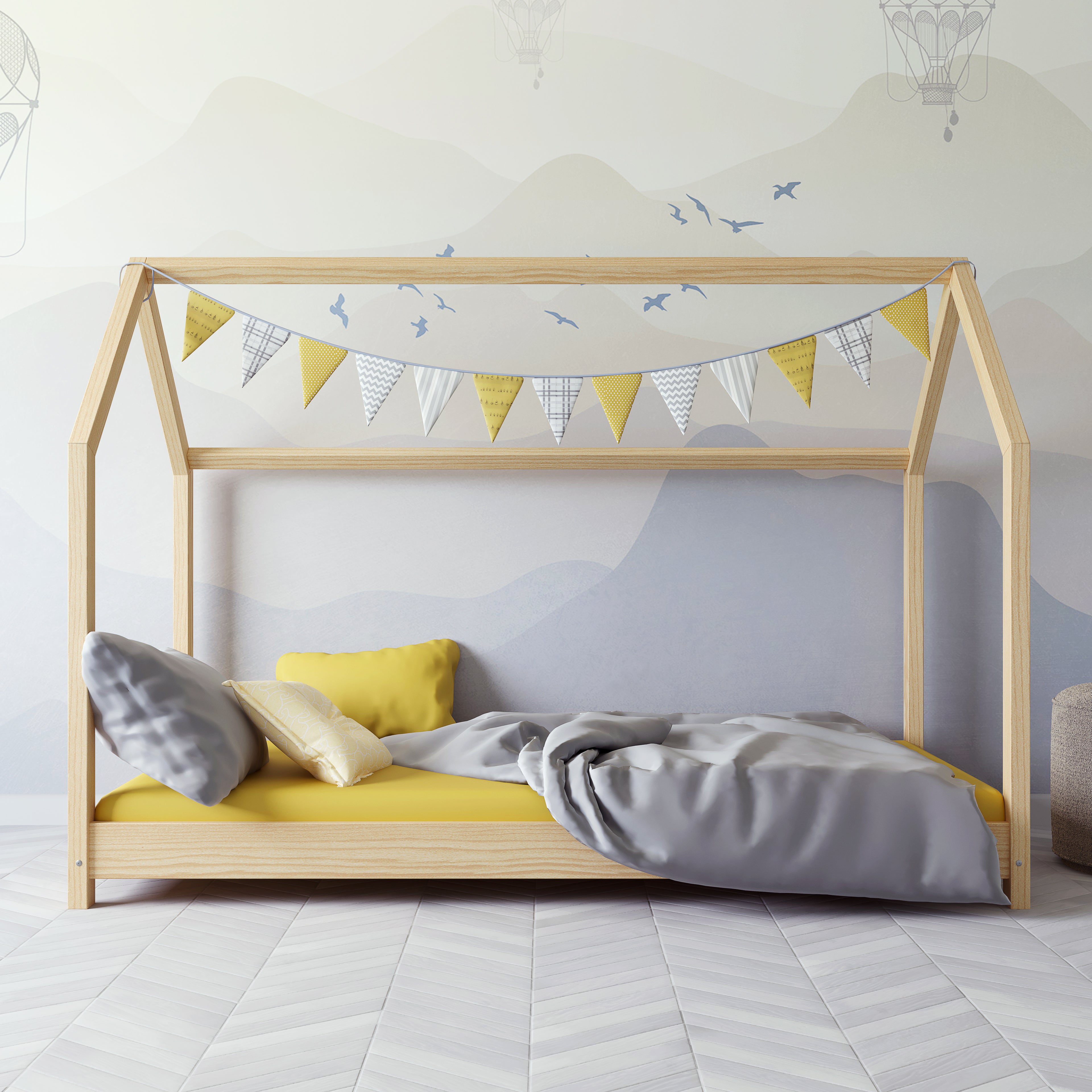 Kocot Bella Kids' House Bed Natural Wood 160 / 180 x 80 cm or 200 x 90 cm