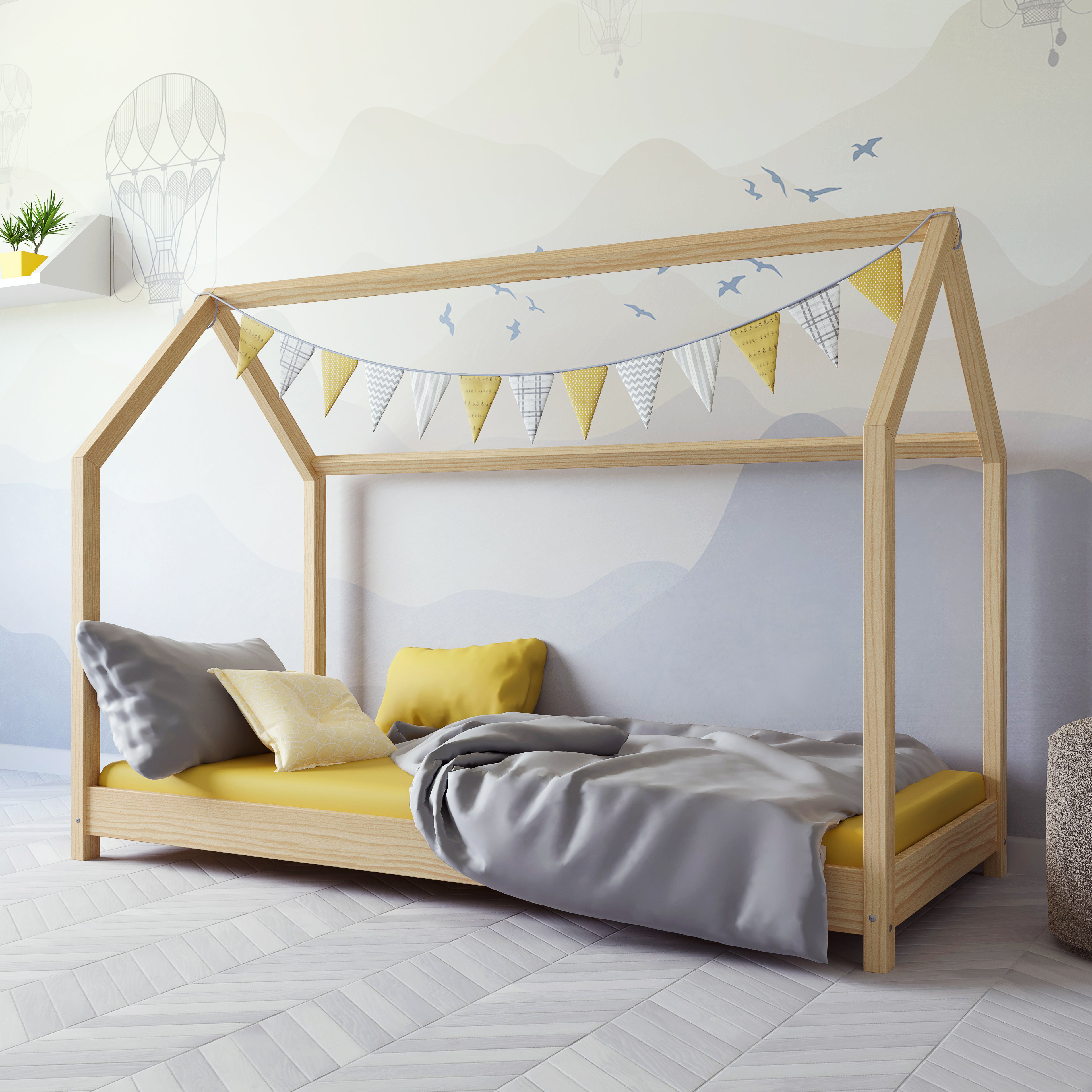 Kocot Bella Kids' House Bed Natural Wood 160 / 180 x 80 cm or 200 x 90 cm