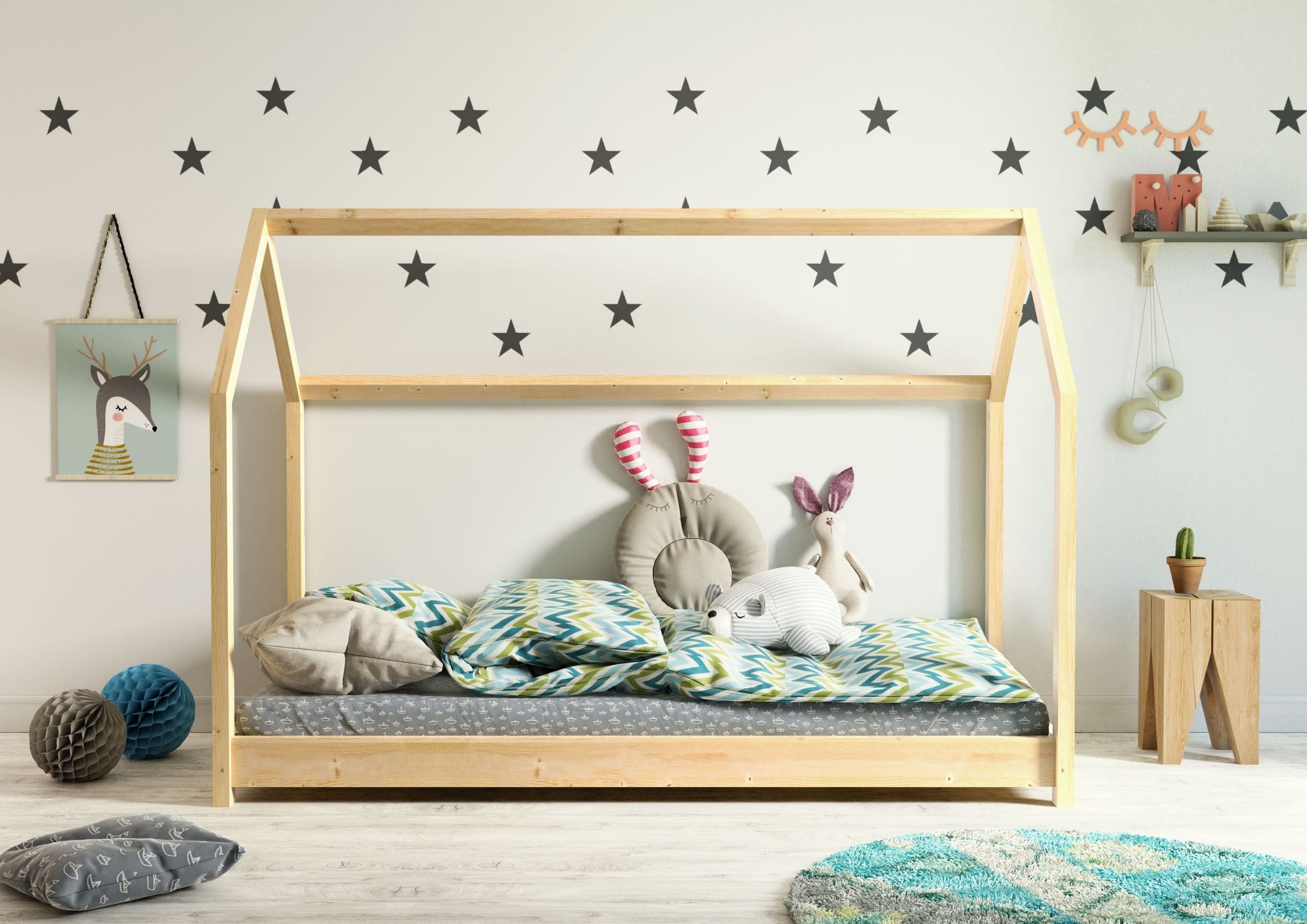 Kocot Bella Kids' House Bed Natural Wood 160 / 180 x 80 cm or 200 x 90 cm