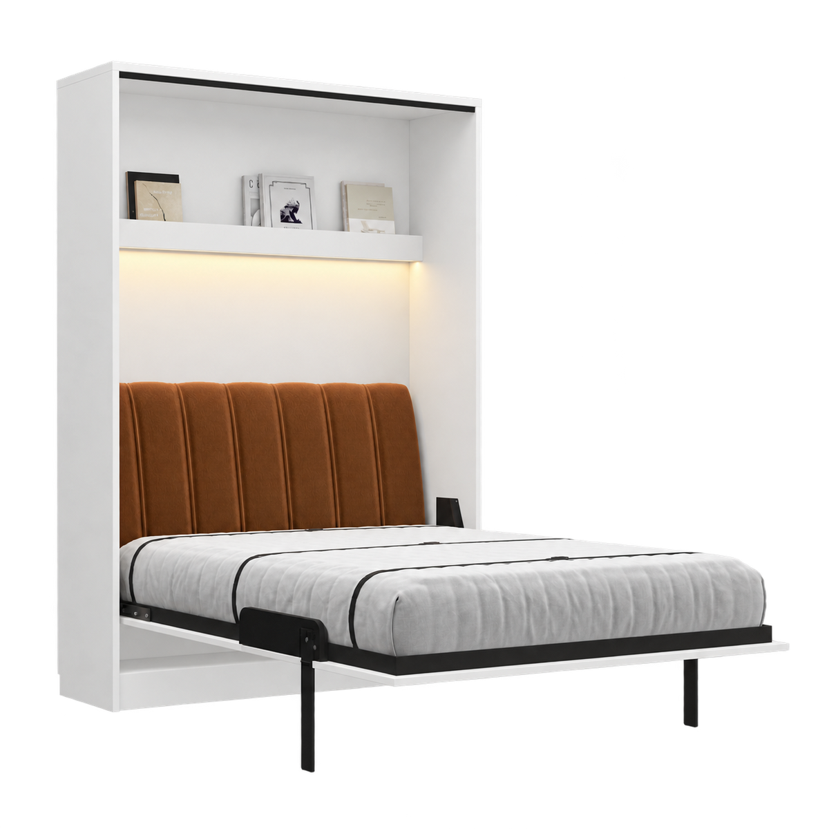 Customizable Genius COMFORT Murphy Bed Furniture Set 140 × 200 cm – White Matt