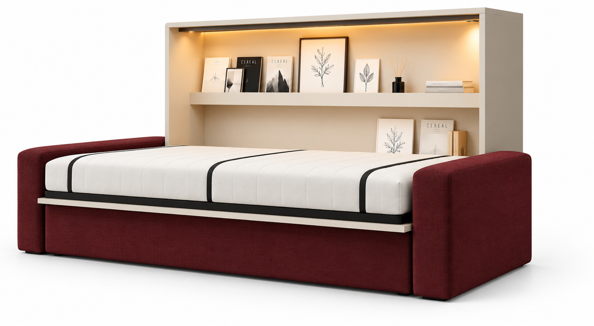 Genius Comfort Horizontal Murphy Bed with Sofa 120x200 cm – Cashmere