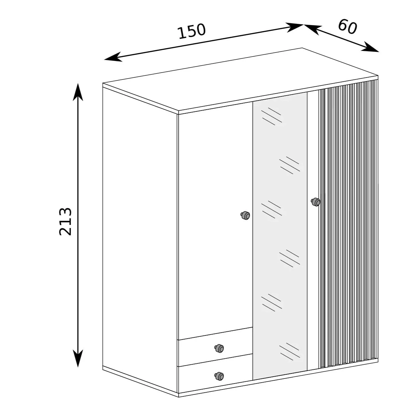 S-Cali Wardrobe with Mirror C-24