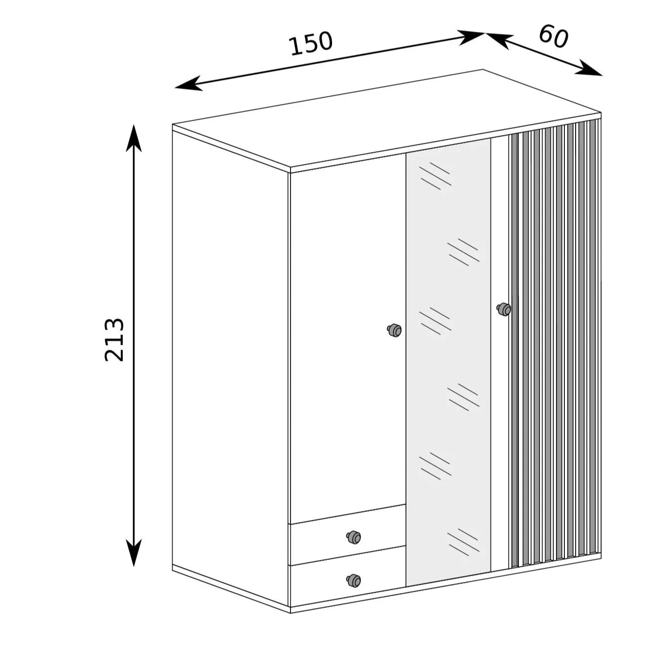 S-Cali Wardrobe with Mirror C-23