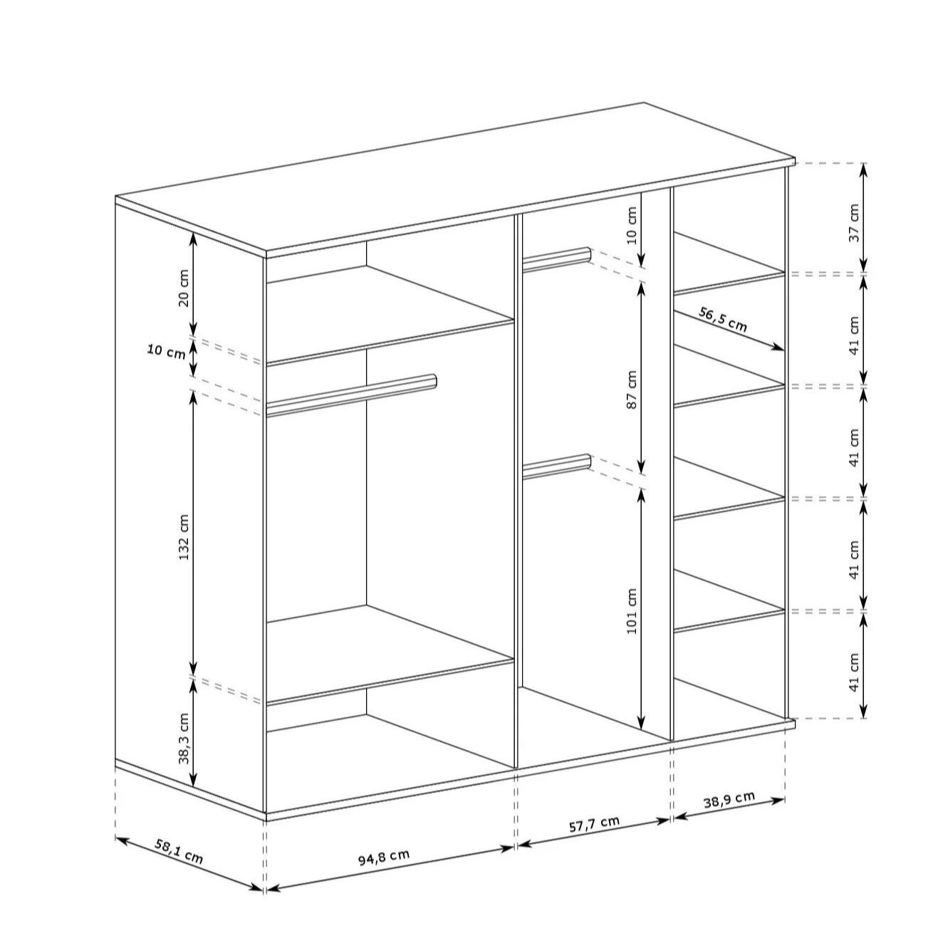 S-Cali Wardrobe with Mirror C-24