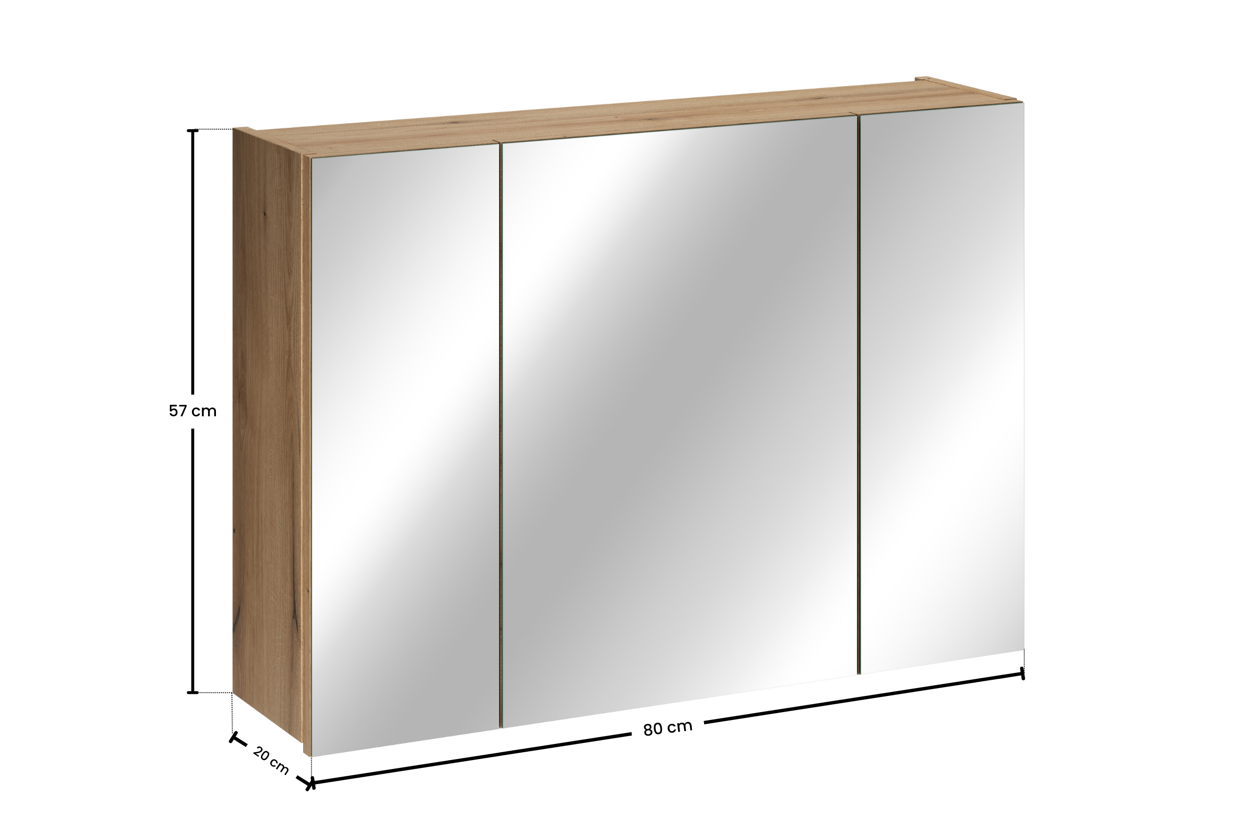 Mirror Cabinet – Oak Coast Evoke, 80 cm