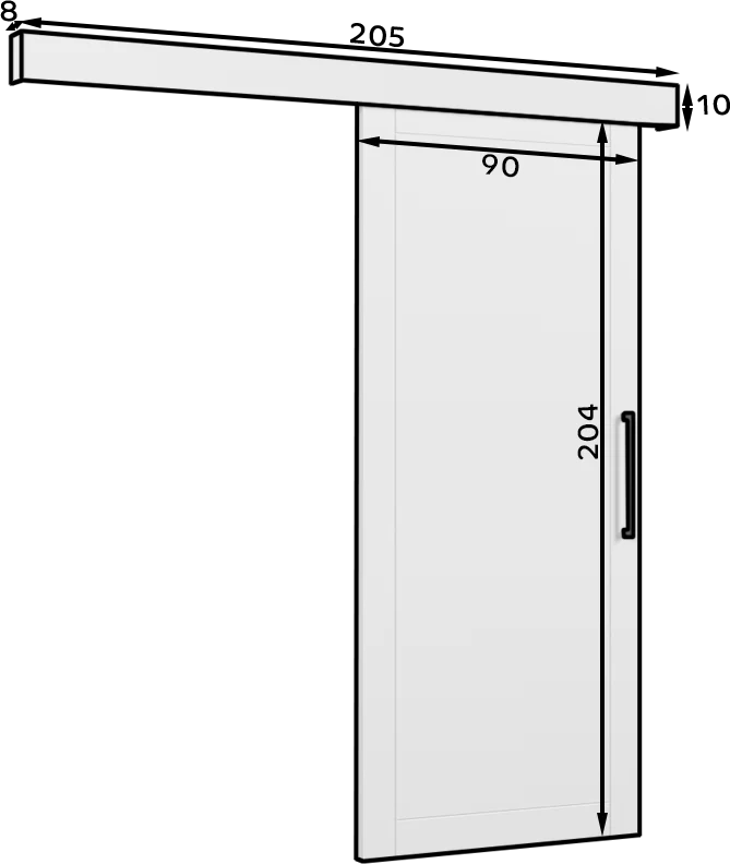 Charlise I Sliding Door - White/ Black 204x90cm