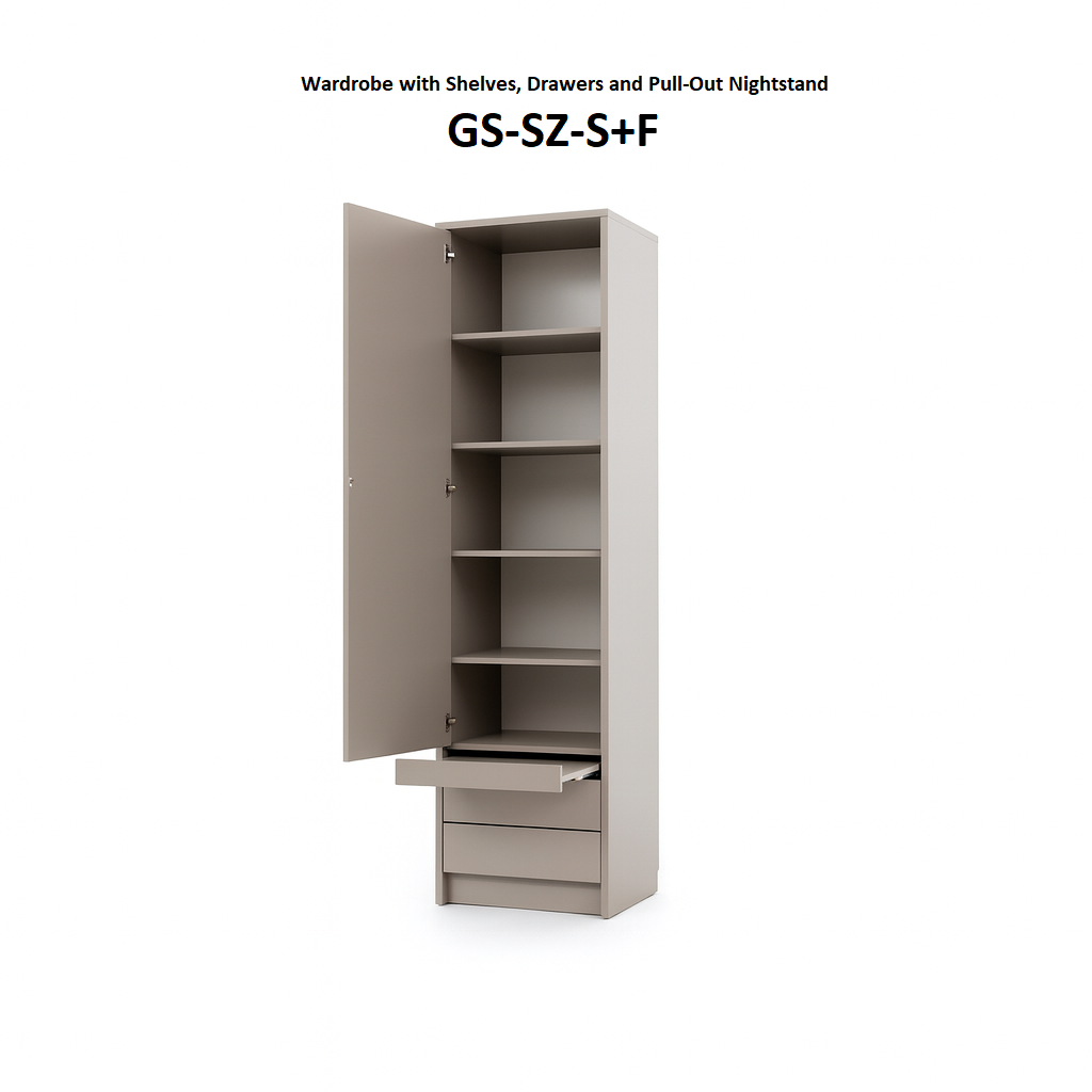 Genius Vertical Murphy Bed with Desk & Wardrobes – for 140x200 cm Mattress, LED Lighting