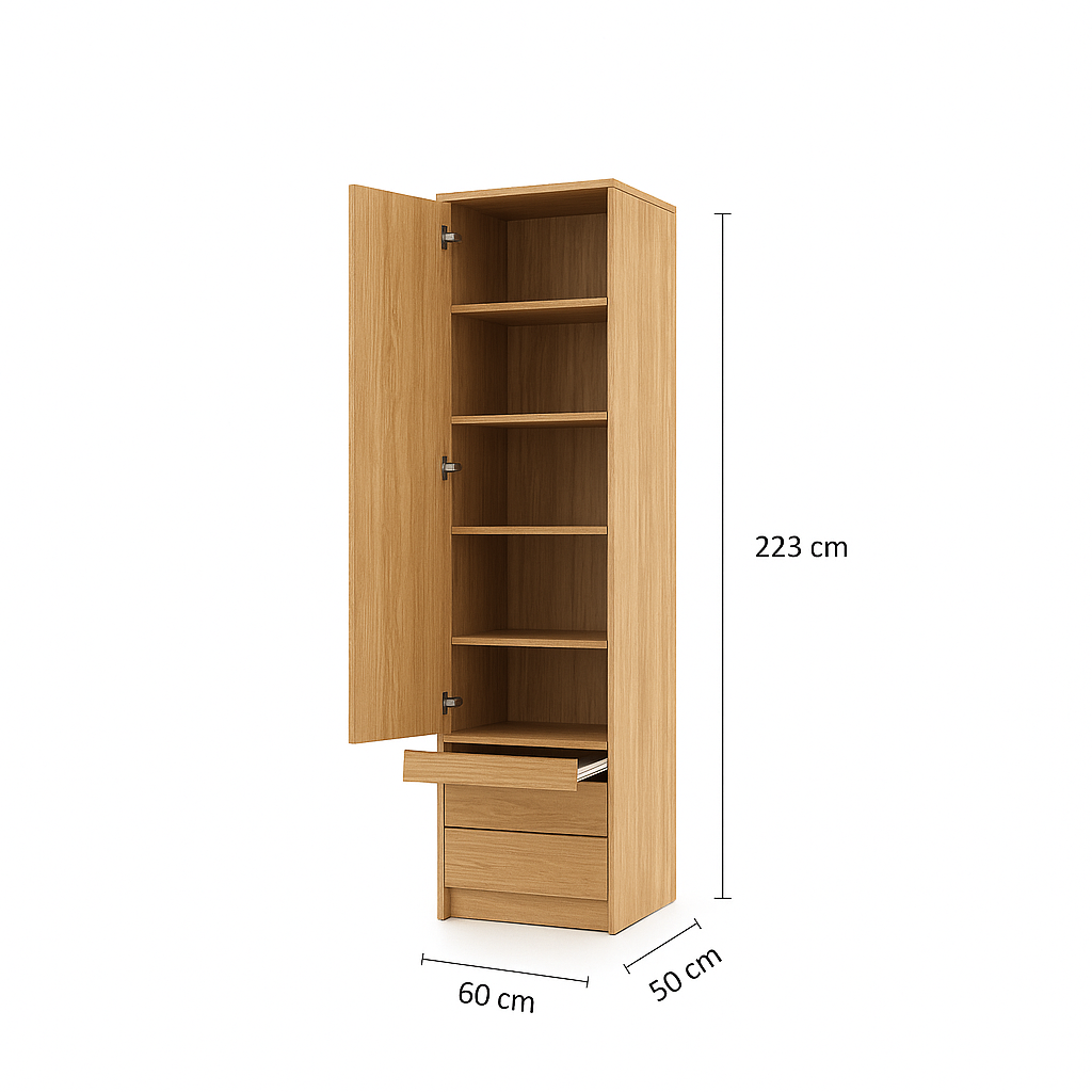 Genius Vertical Murphy Bed with Desk & Wardrobes – for 140x200 cm Mattress, LED Lighting
