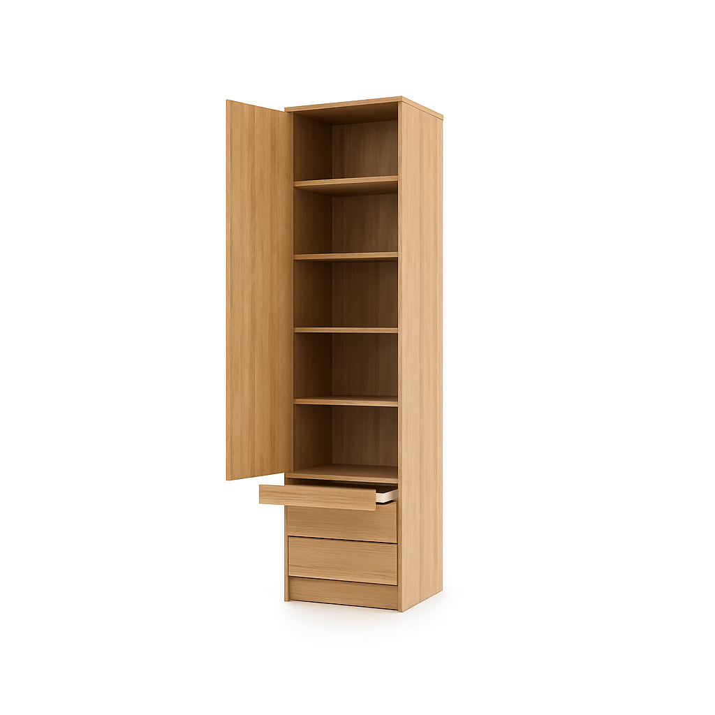 Genius Vertical Murphy Bed with Desk & Wardrobes – for 140x200 cm Mattress, LED Lighting