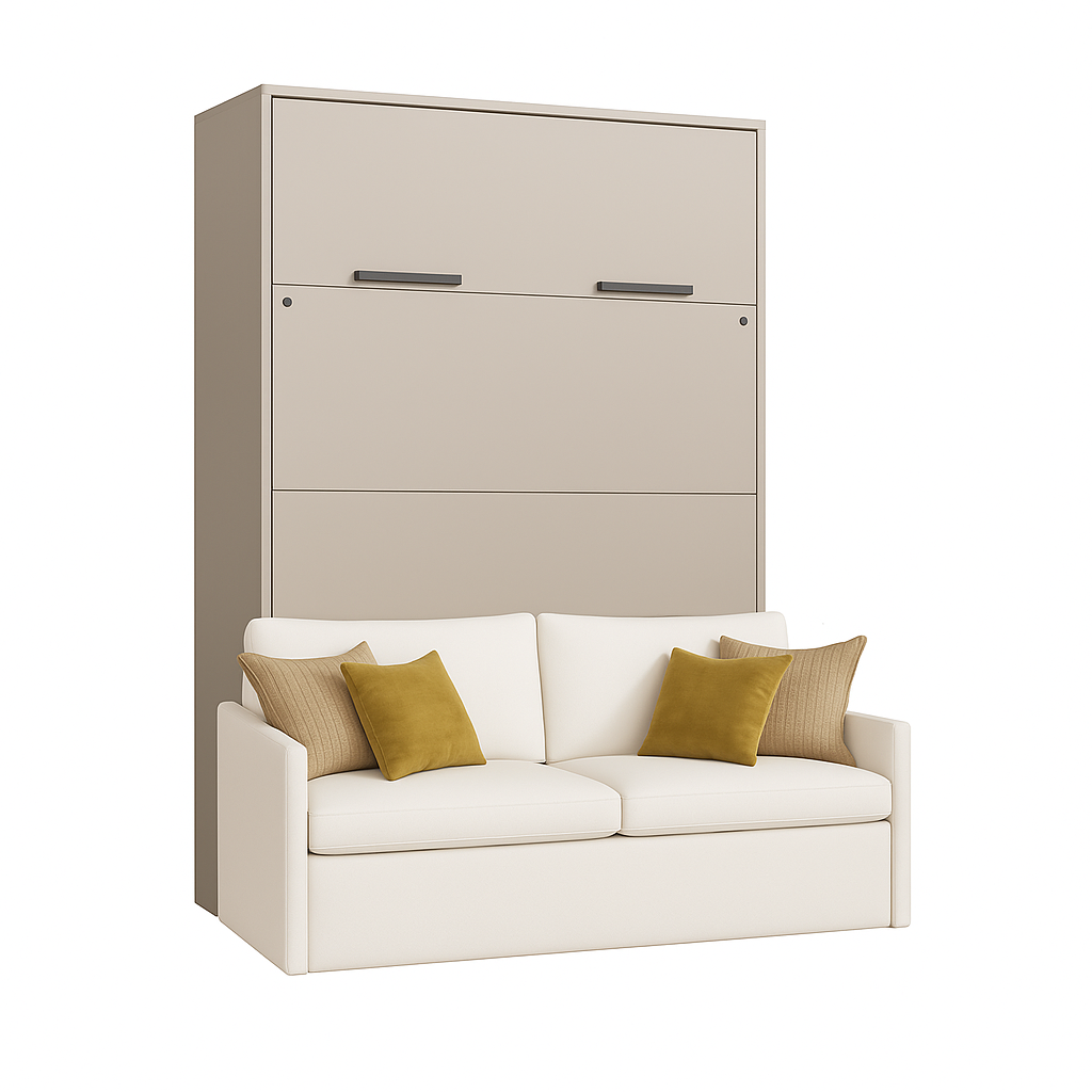 Genius Murphy Bed Congo 160 x 200 cm with Sofa ECO-LEATHER, Led Lighting
