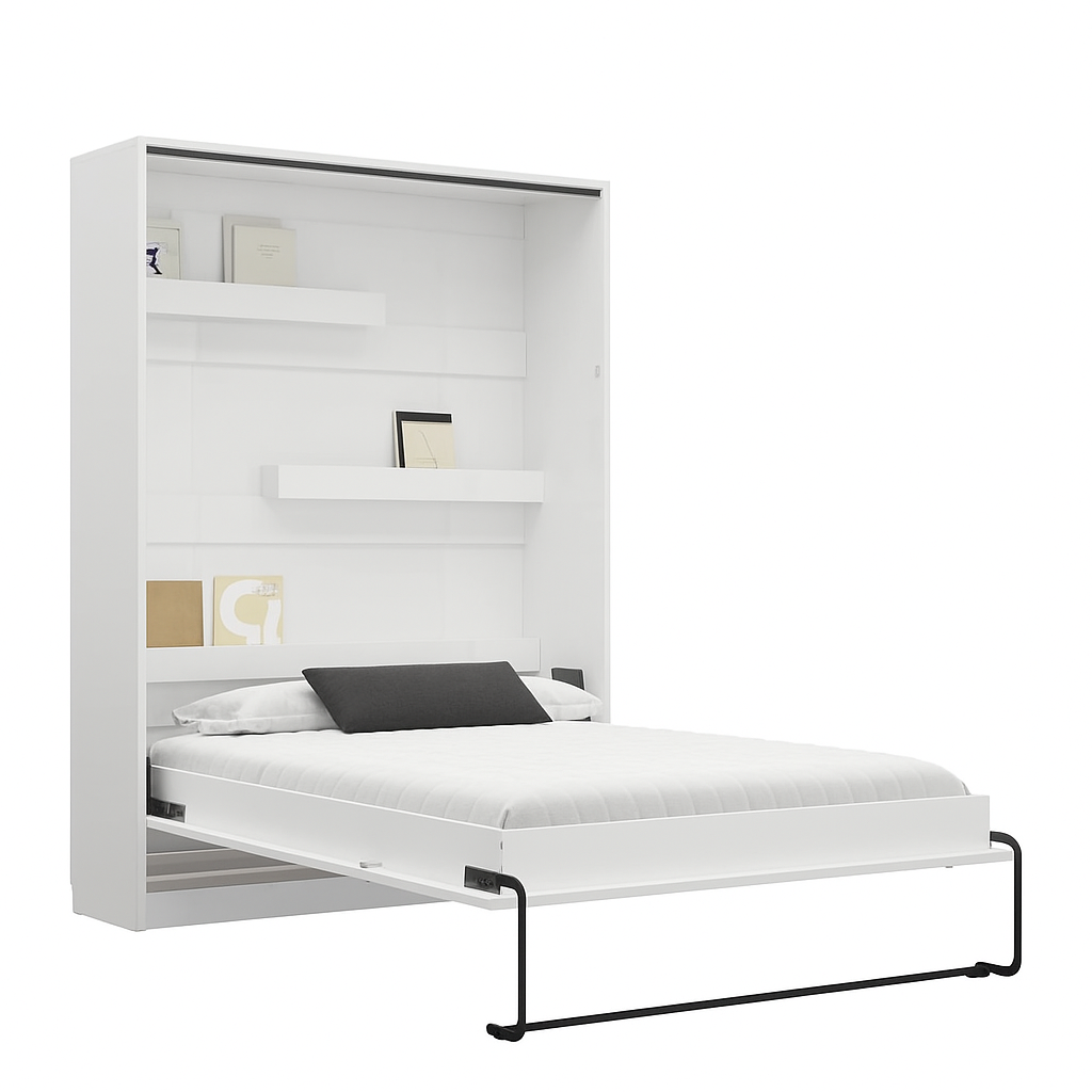 NE BASIC Murphy Bed Vertical Basic White Gloss 90,120,140 x 200 cm Mattress