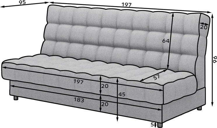 Eltap Clareta Sofa Bed with Storage – 197 x 95 cm