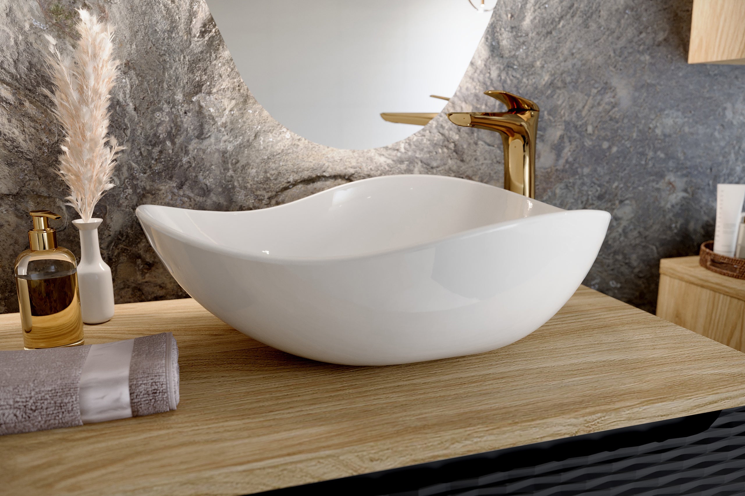 Cloud Free White Gloss Countertop Basin – Ceramic, 51 cm