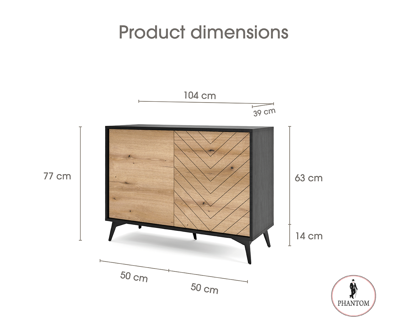 Diamond Dresser 104 - Chest of Drawers with Two Push to Open System Doors