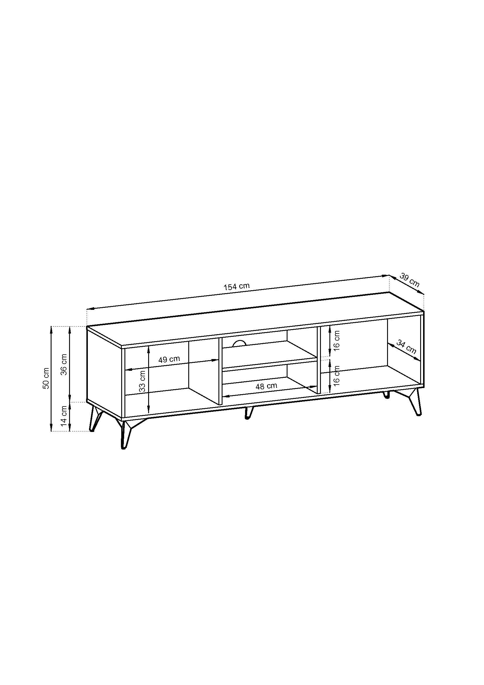 Diamond TV Stand - Modern Loft Style and Functionality Combined in One TV Cabinet-154 cm