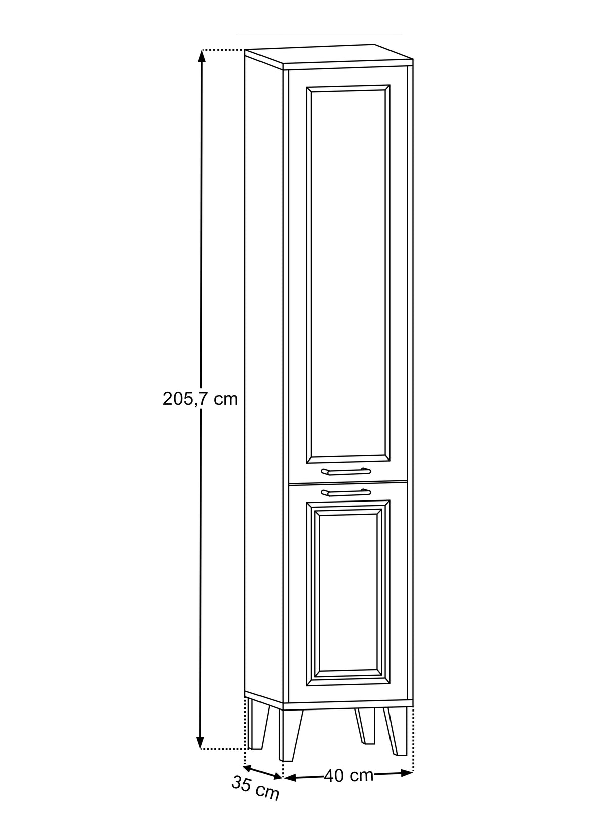 Dorothy Ristretto Tall Cabinet 2 Doors – Ristretto Oak, 40x35x205 cm