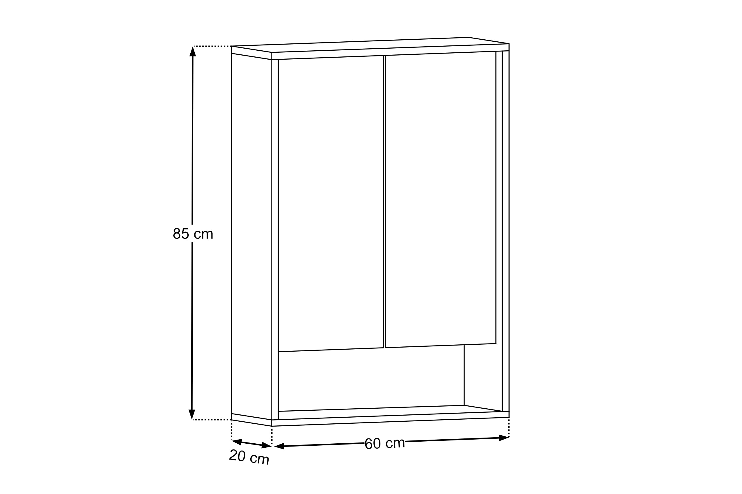 Dorothy Ristretto Mirror Cabinet 60 cm 2 Doors – Ristretto Oak