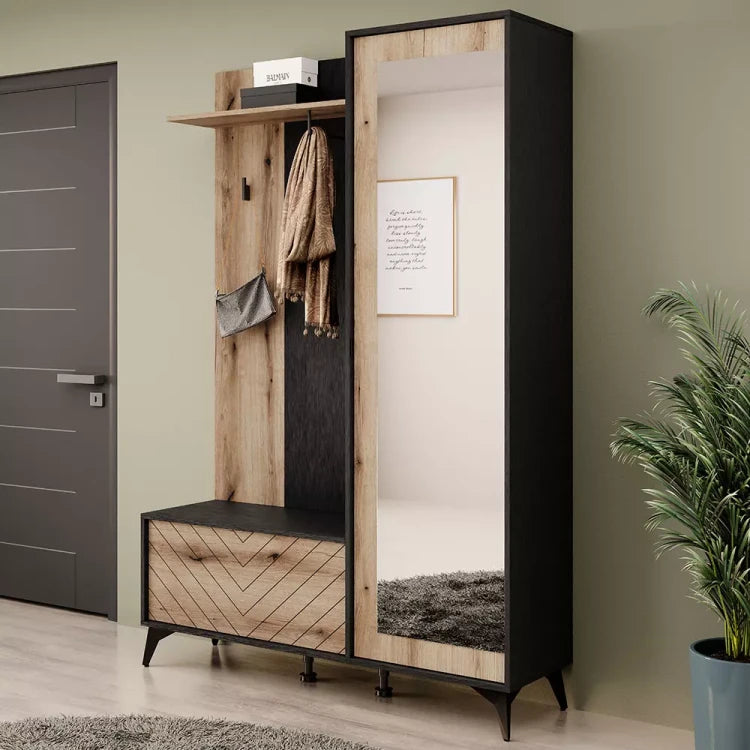 Diamond Hallway Wardrobe – Oak Evoke / Black