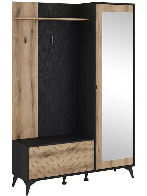 Diamond Hallway Wardrobe – Oak Evoke / Black