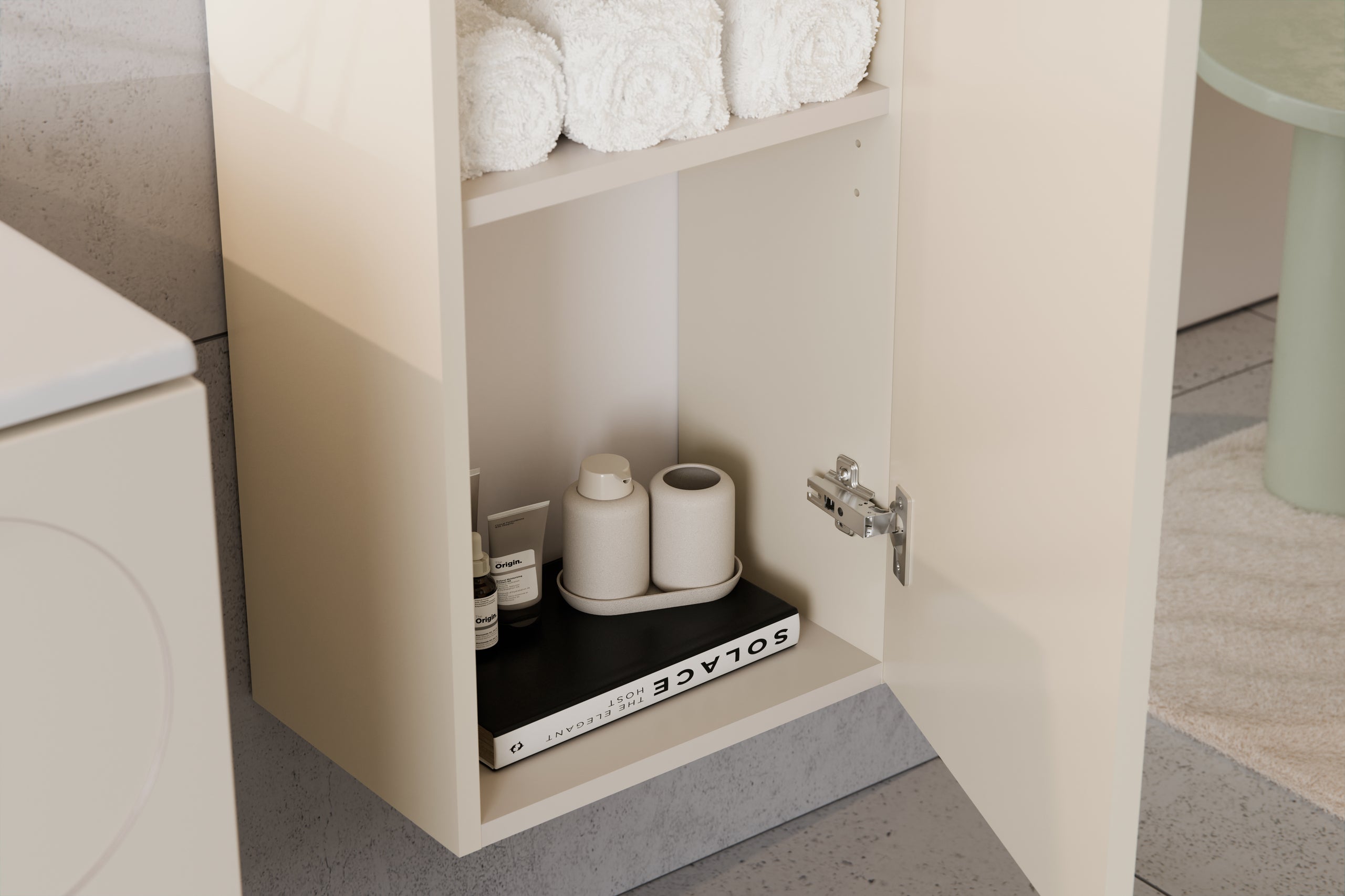 Donna Sand Tall Bathroom Cabinet 1 Door – Sand Beige, 35 cm