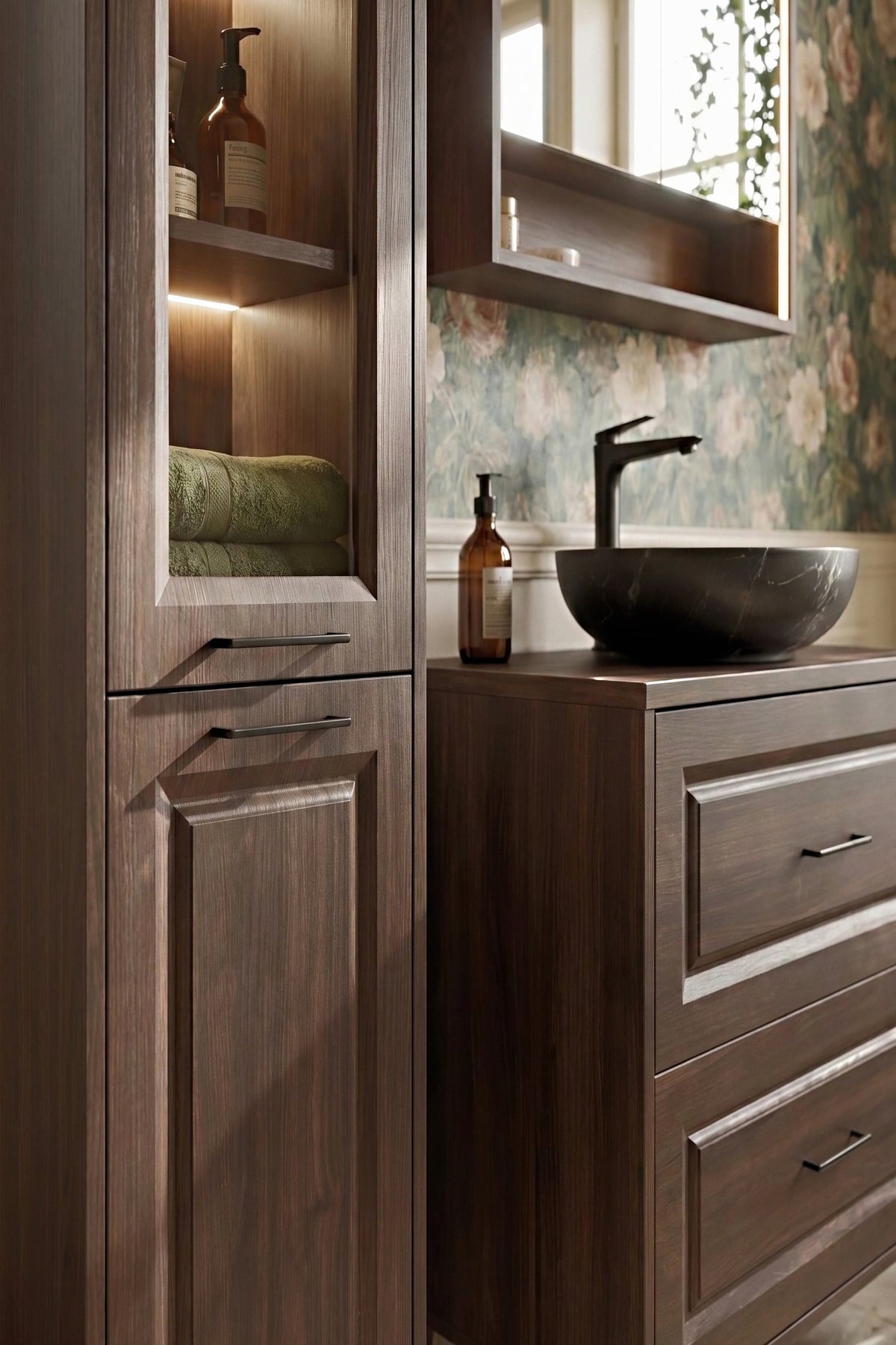 Dorothy Ristretto Tall Cabinet 2 Doors – Ristretto Oak, 40x35x205 cm