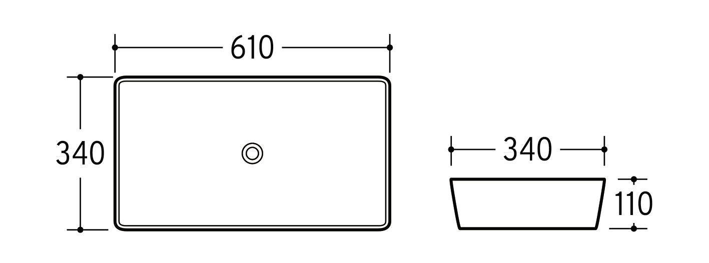 Slim 60 Countertop Basin – Gloss White, 61 cm