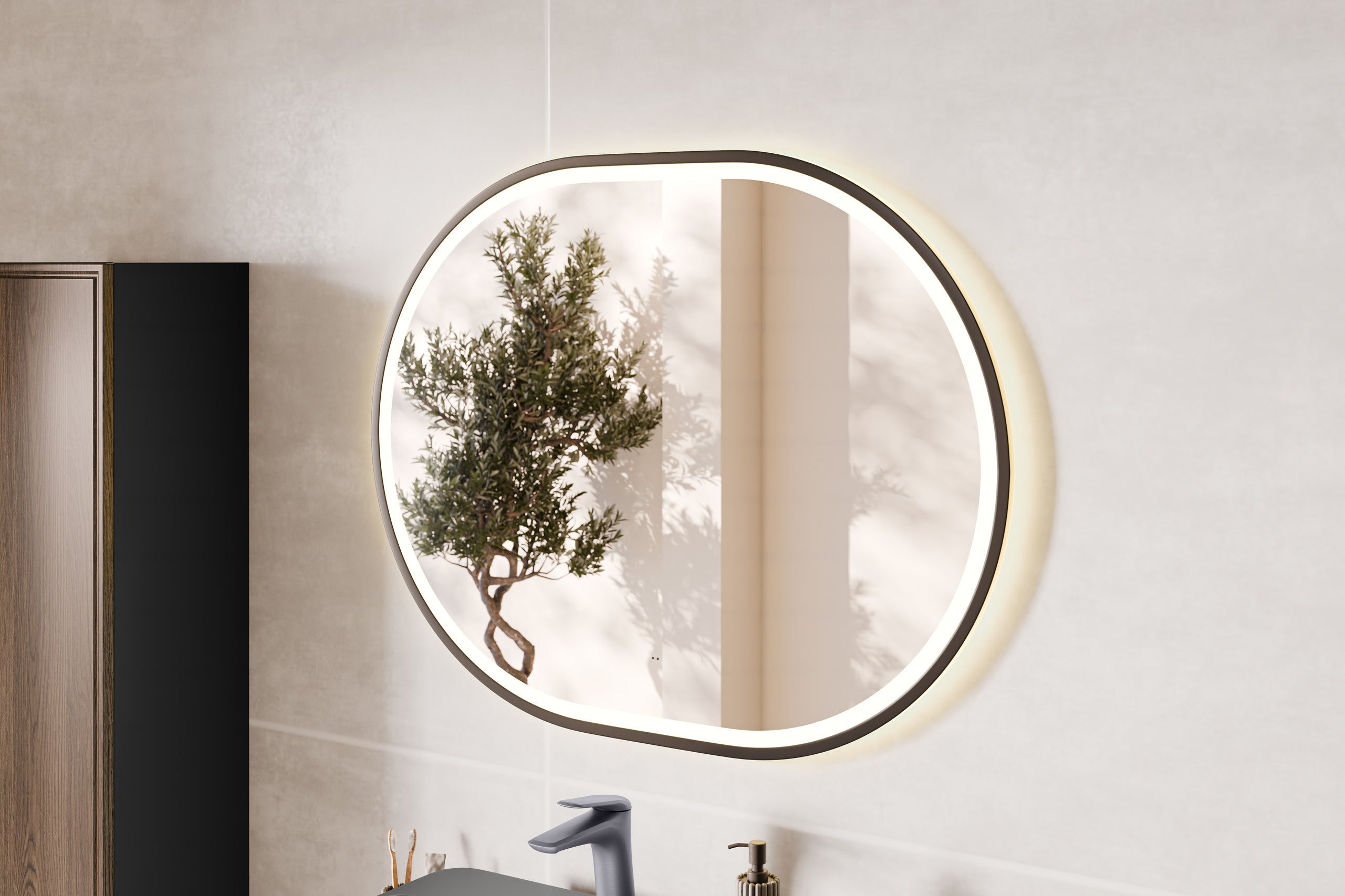 Apollo 2 Black LED Mirror – 70 x 90 cm