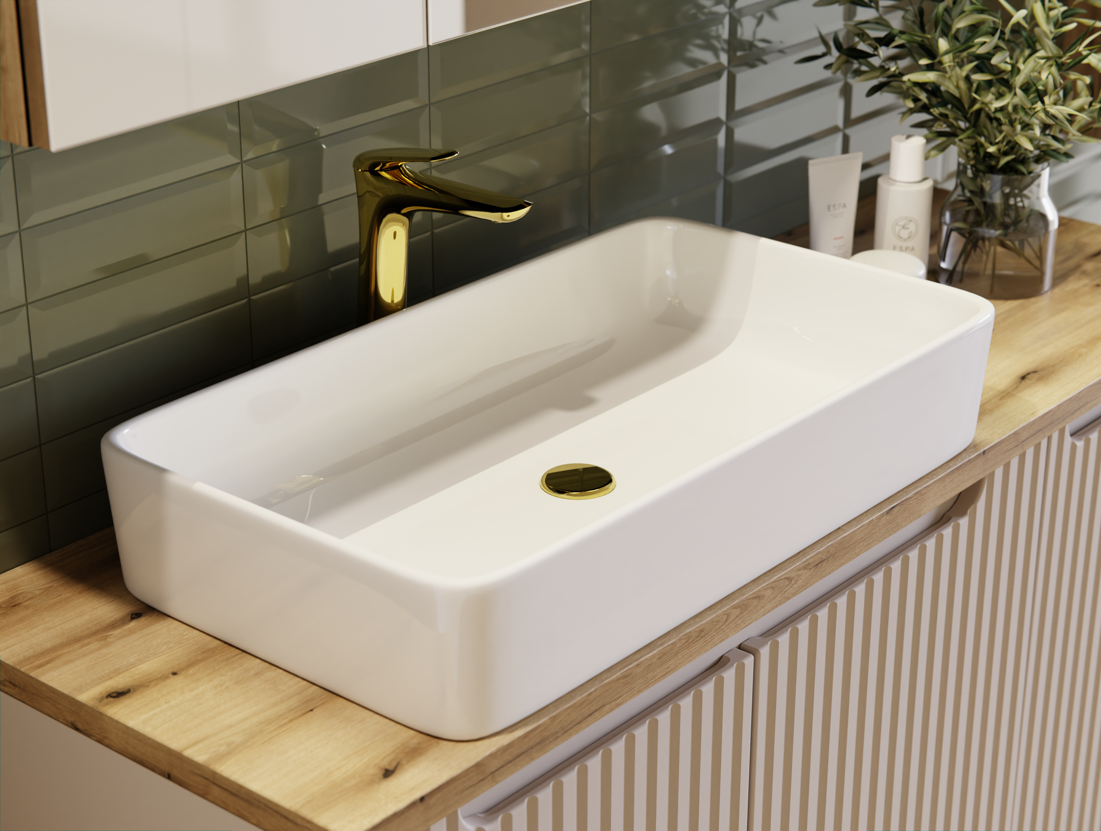 Slim 60 Countertop Basin – Gloss White, 61 cm