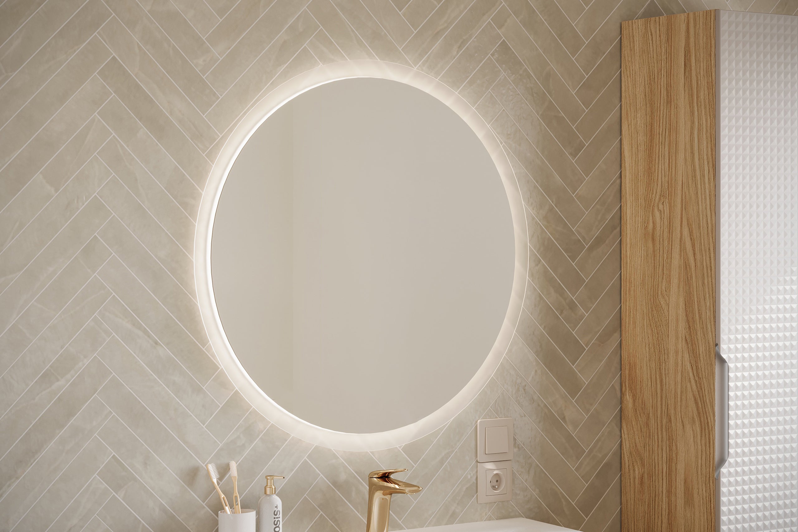 Venus 60 – Frameless Round LED Bathroom Mirror, 60 cm