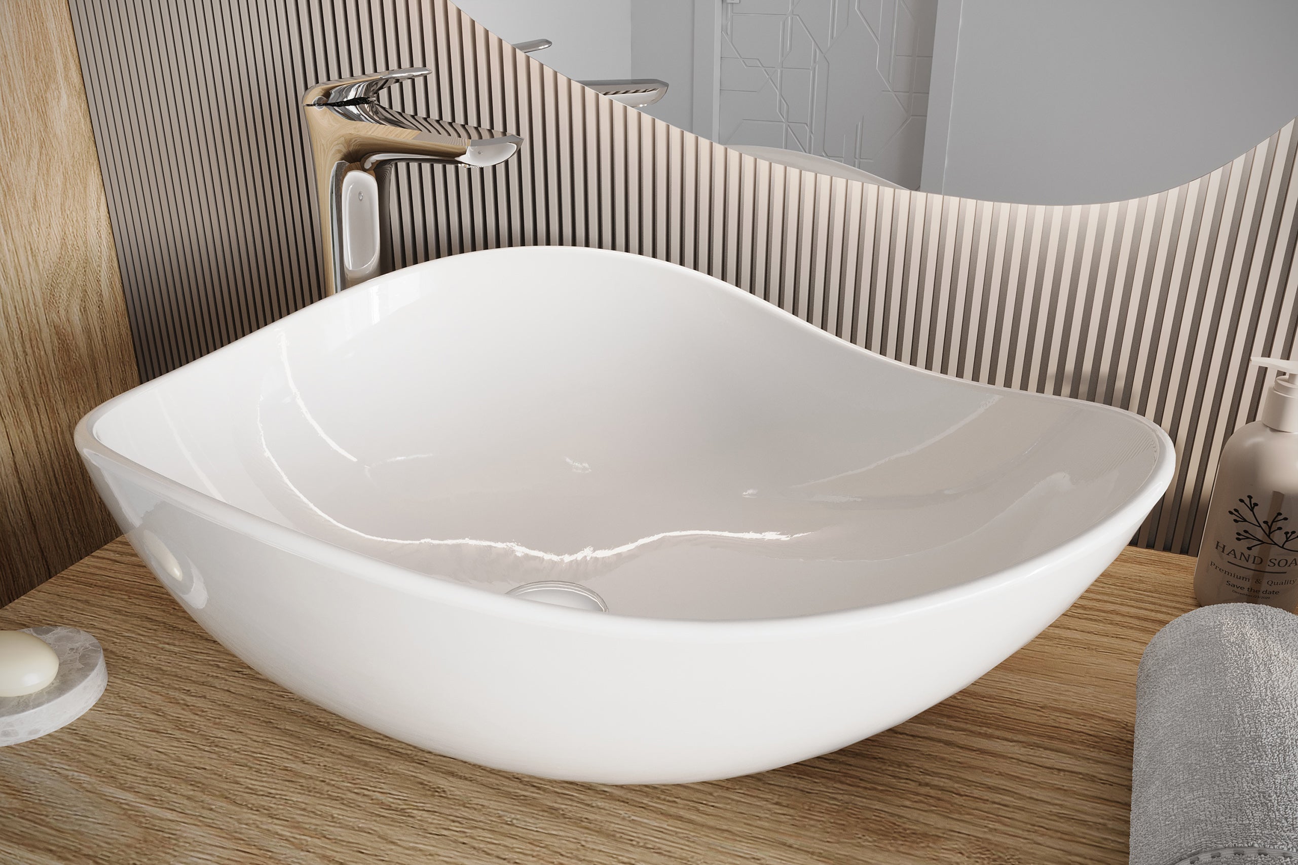Cloud Free White Gloss Countertop Basin – Ceramic, 51 cm