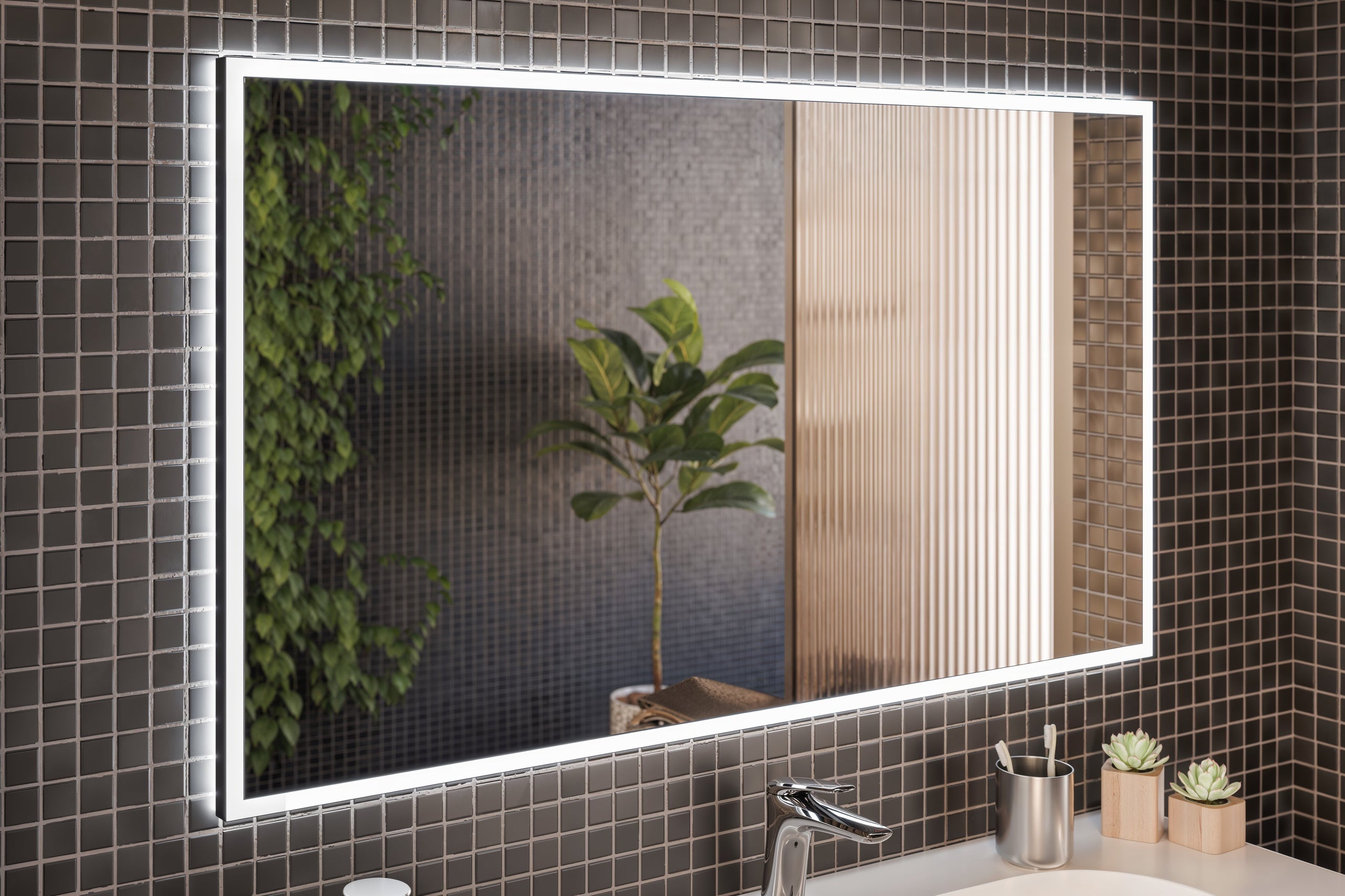 Alice Mirror LED 120 – Graphite, 68 x 123 cm