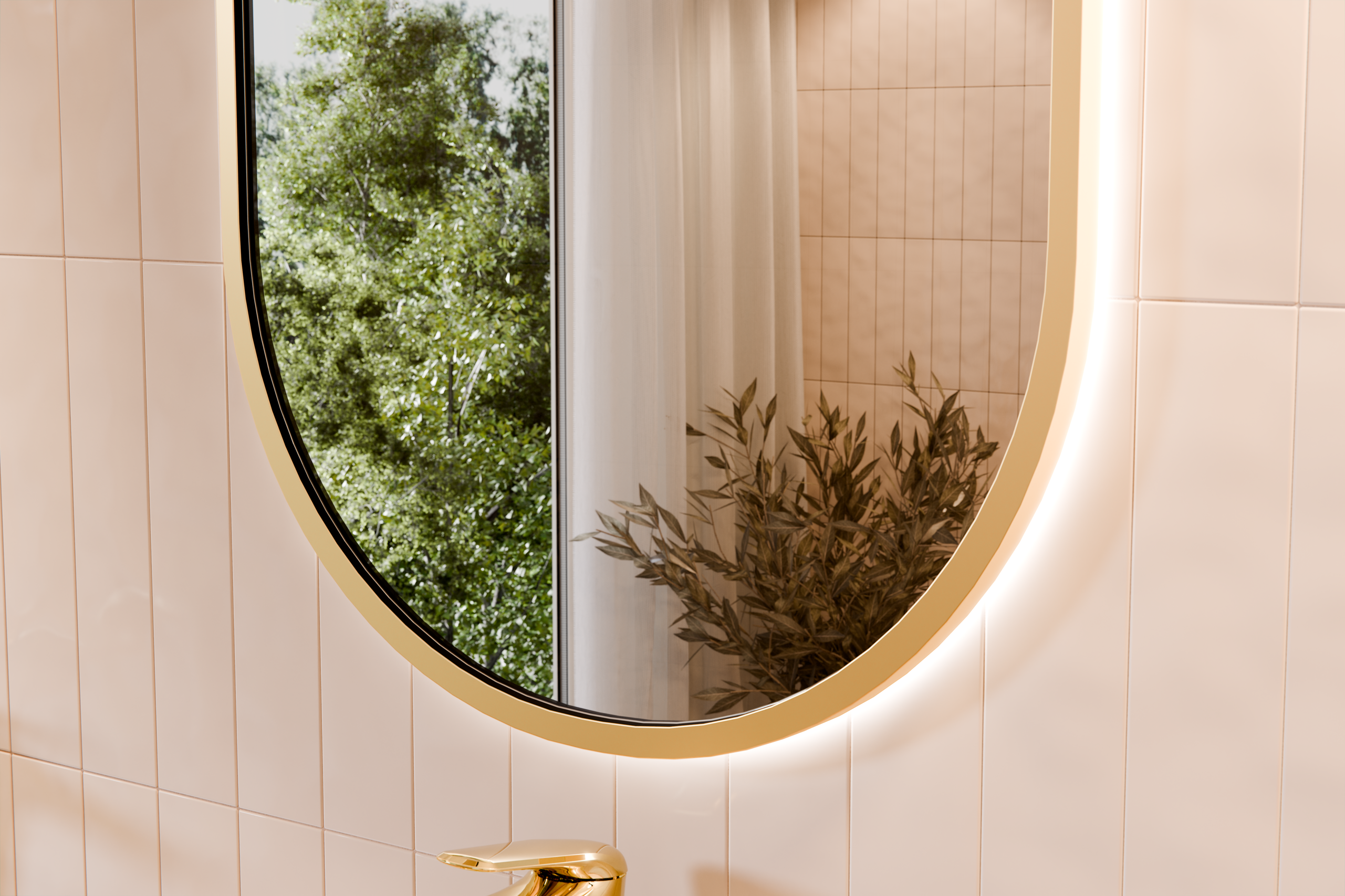 Apollo Gold LED Mirror – 50 x 90 cm