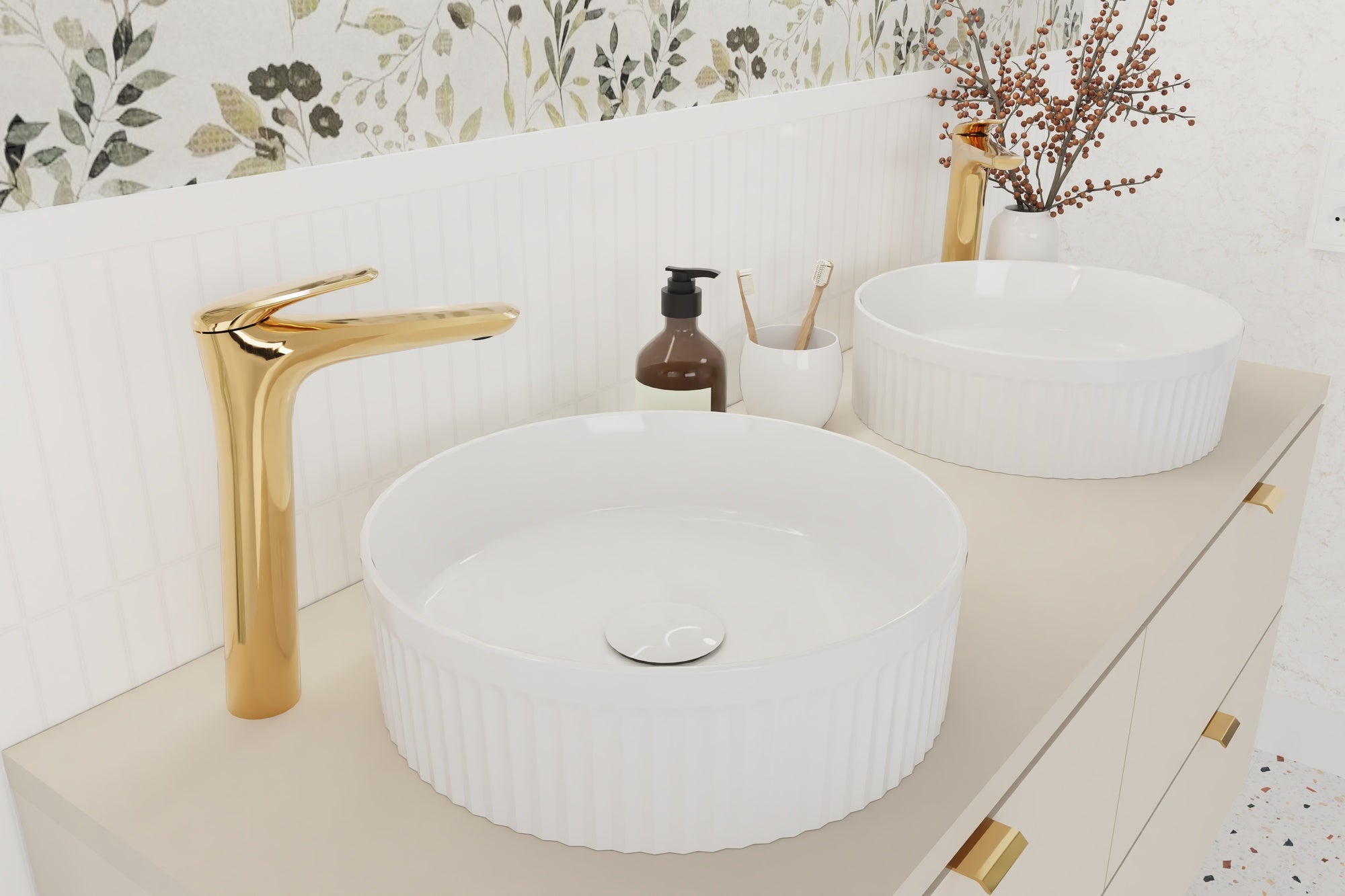 Beyond 2 White Gloss Countertop Basin – Ceramic, 36 cm