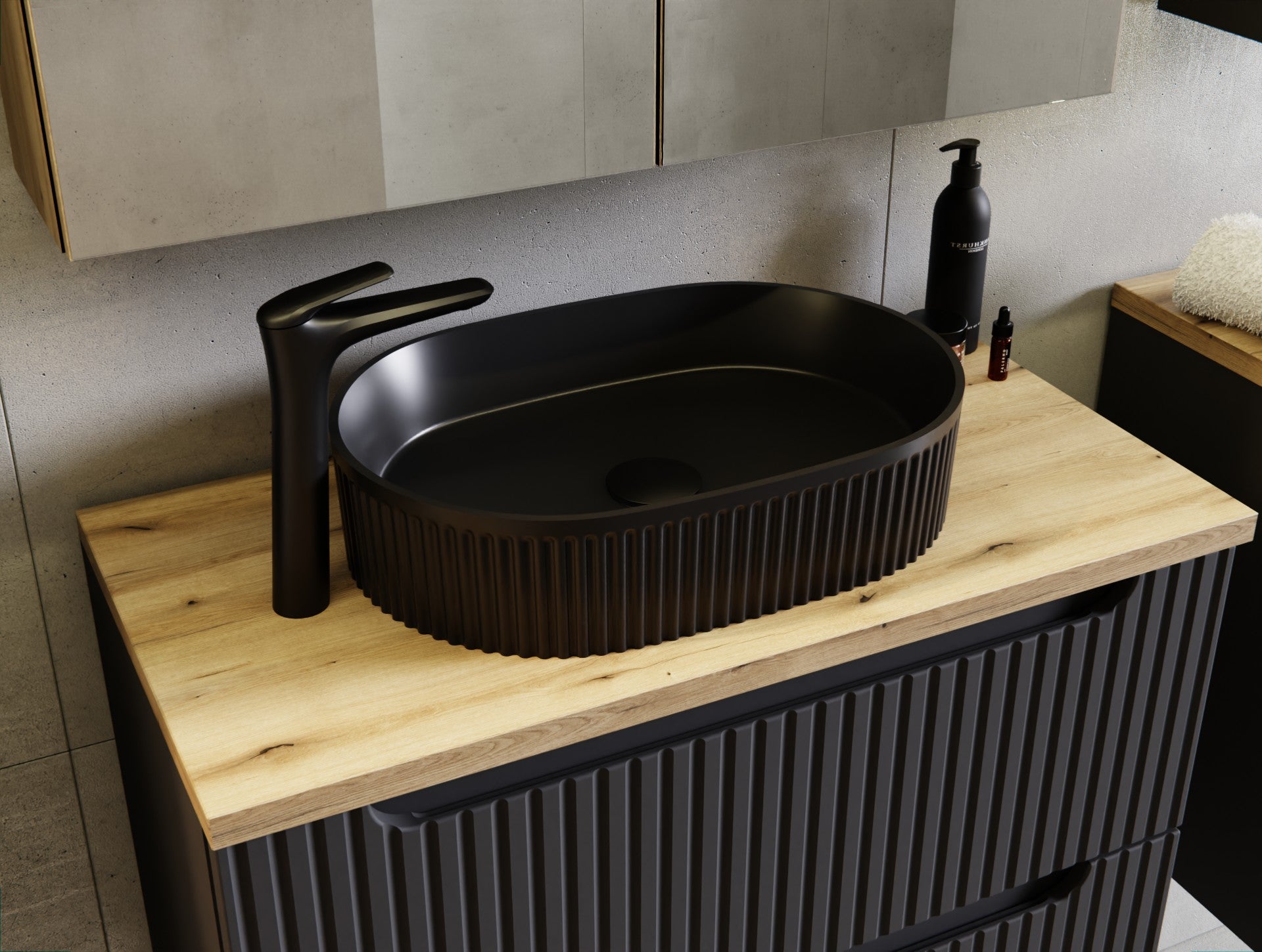 Beyond 5 Black Matt Countertop Basin – Ceramic, 48 cm