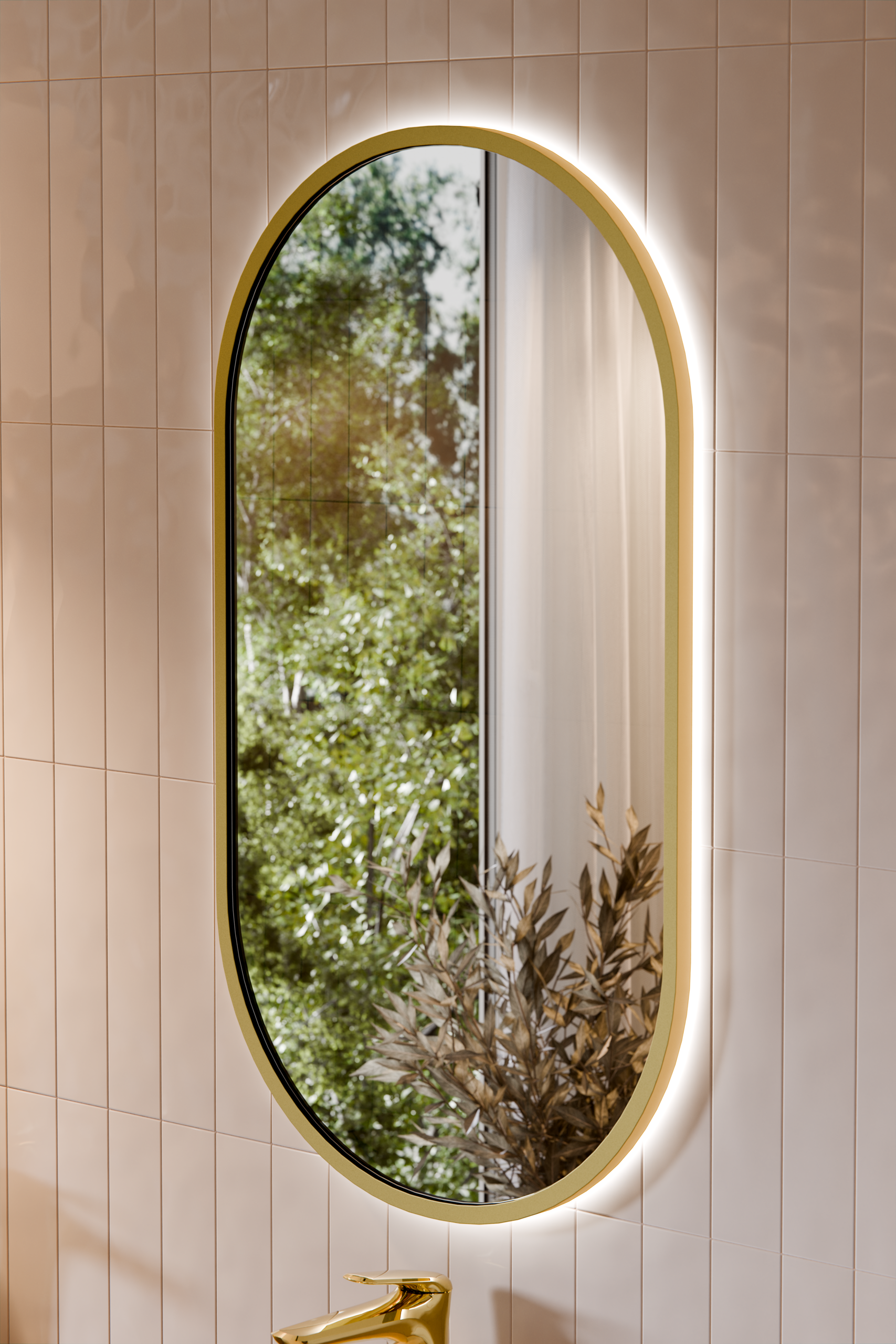Apollo Gold LED Mirror – 50 x 90 cm