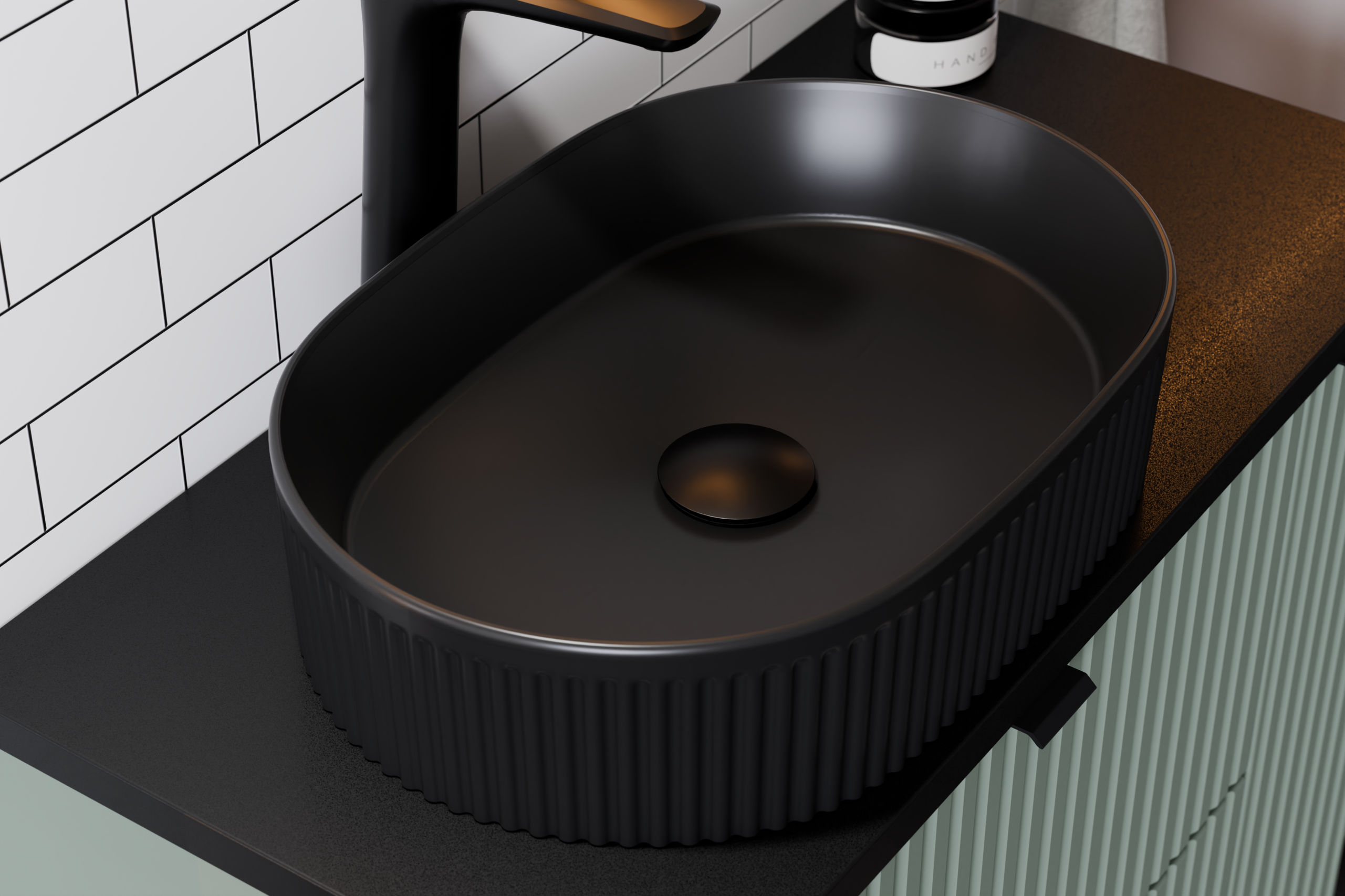 Beyond 5 Black Matt Countertop Basin – Ceramic, 48 cm