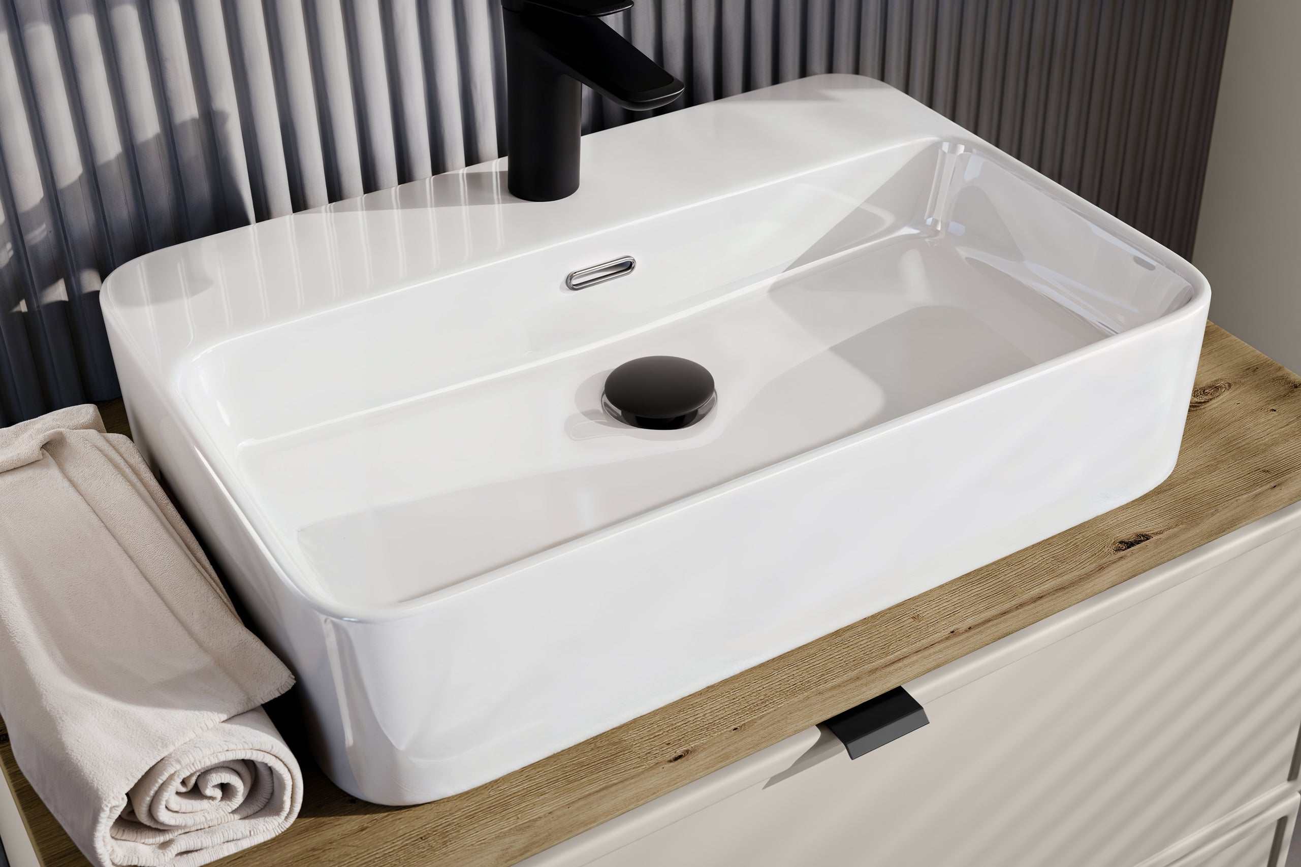 TRUST 2 Countertop Basin – Gloss White, 55×38 cm