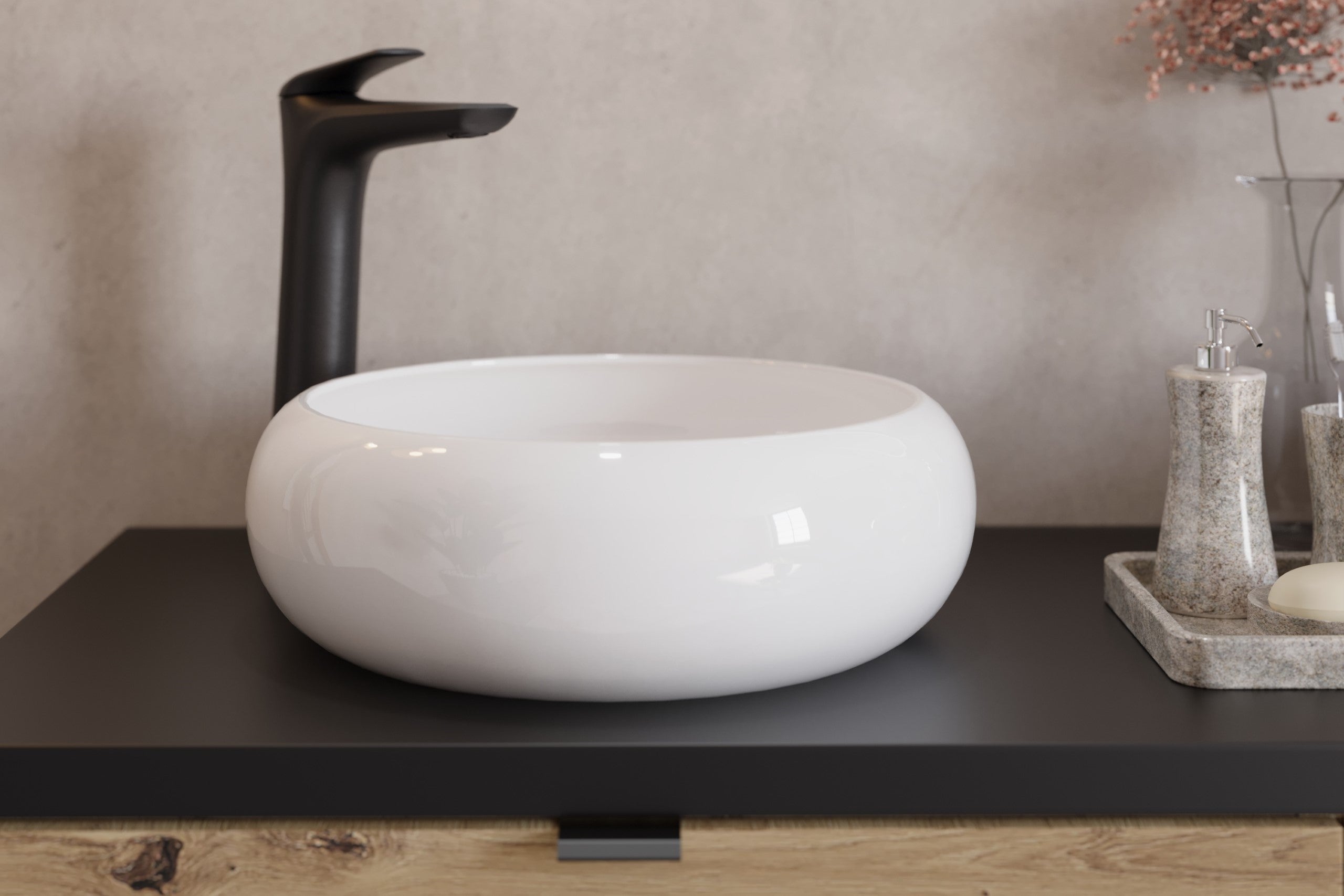 WIKI Countertop Basin – Gloss White, 36×36 cm