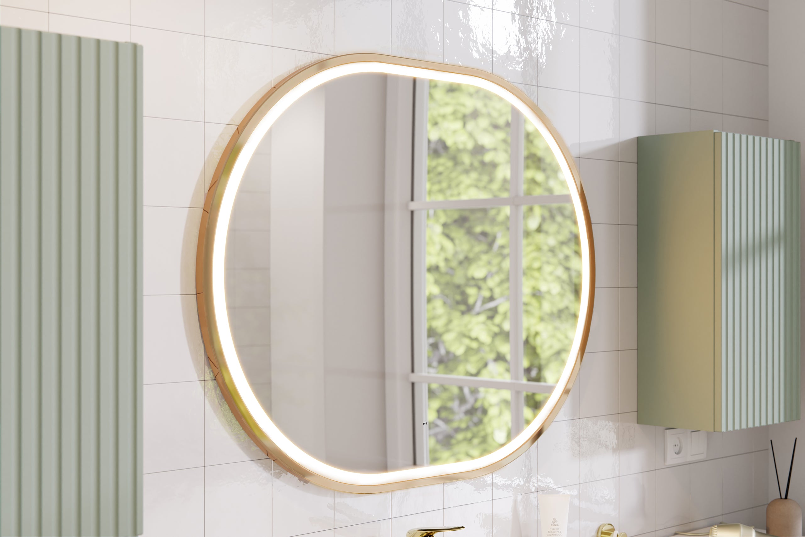 Apollo 2 Gold LED Mirror – 70 x 90 cm