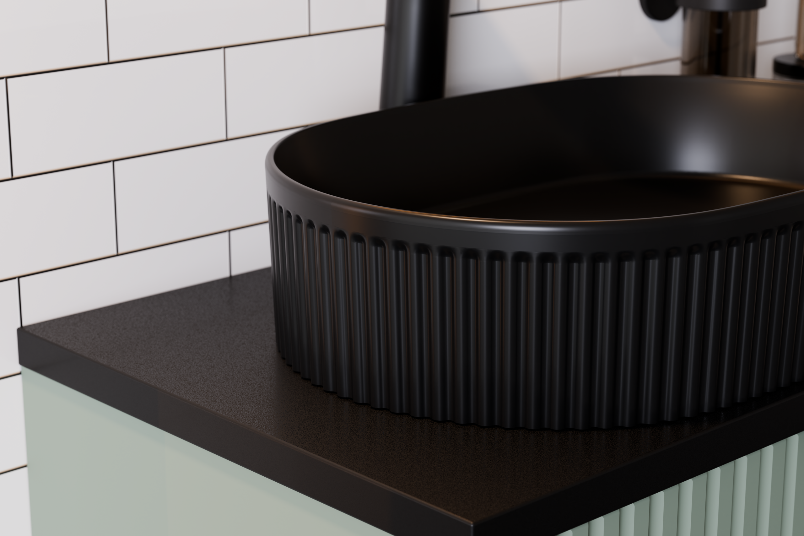 Beyond 5 Black Matt Countertop Basin – Ceramic, 48 cm