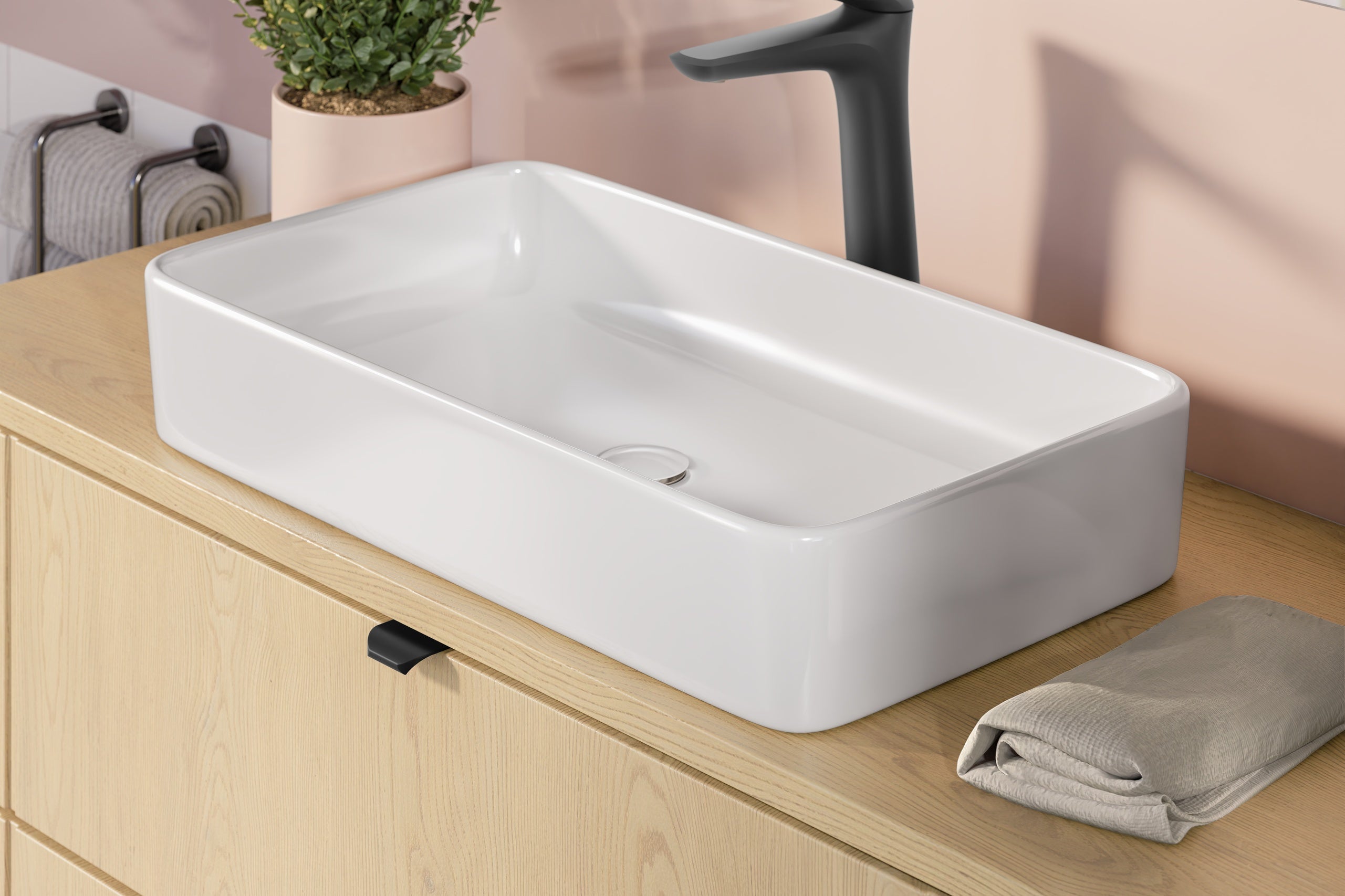 Slim 60 Countertop Basin – Gloss White, 61 cm