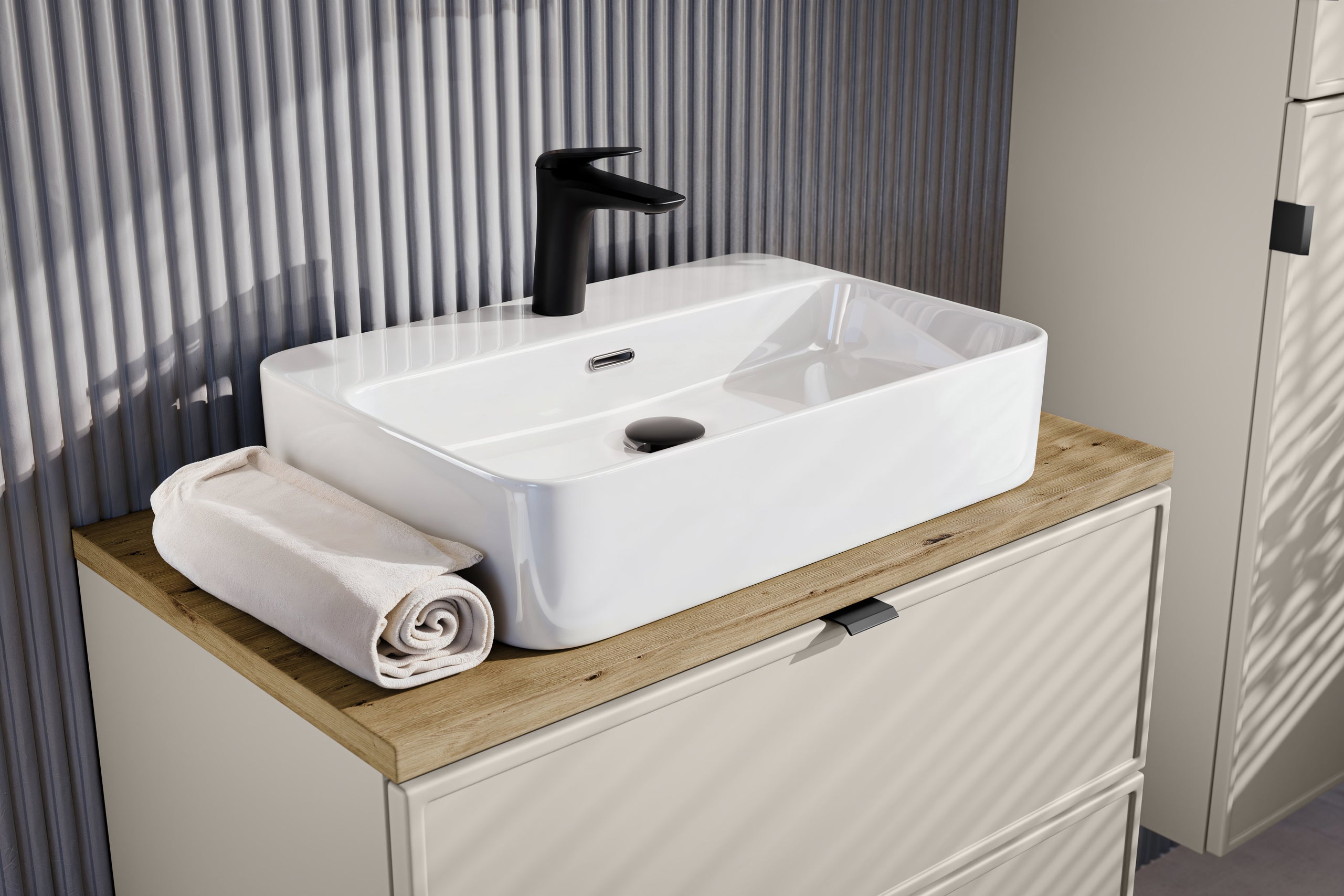 TRUST 2 Countertop Basin – Gloss White, 55×38 cm