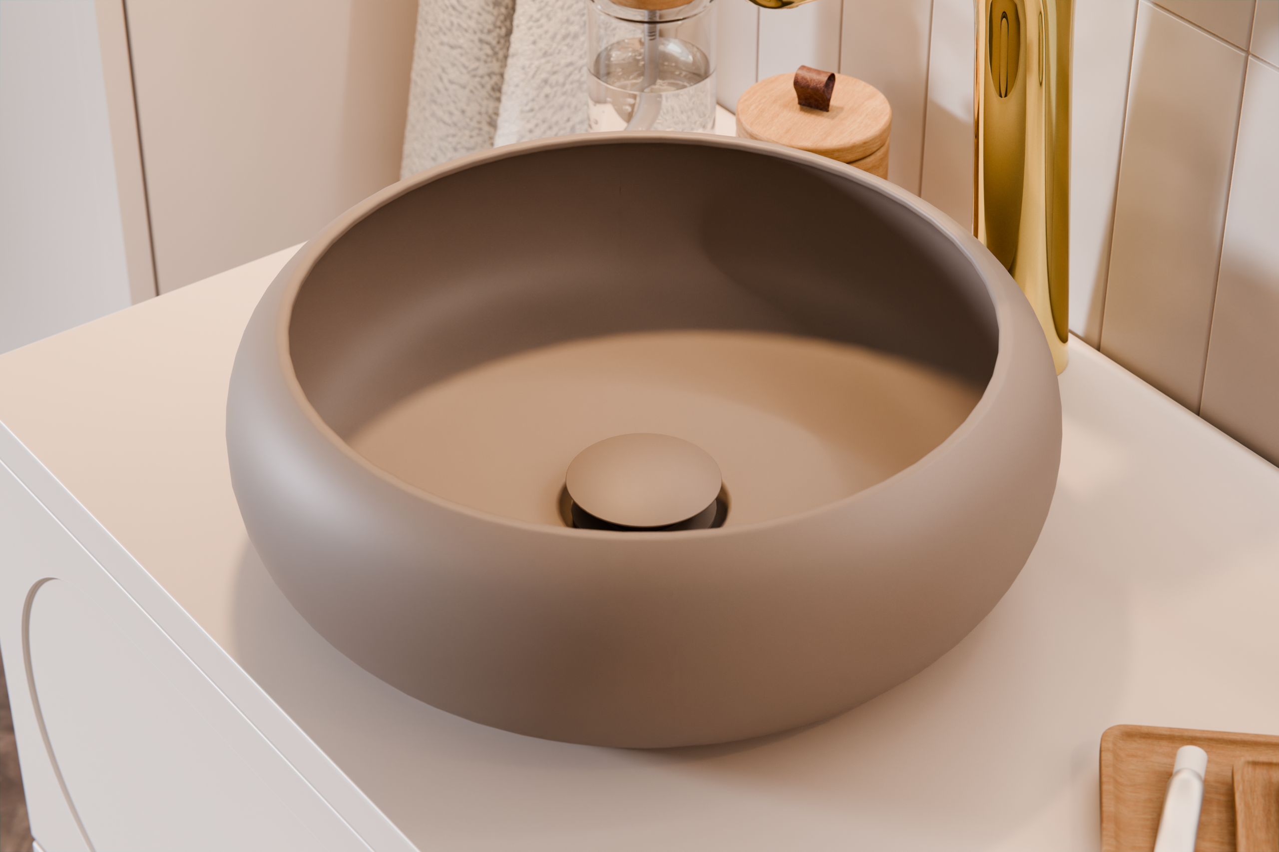 WIKI Countertop Basin – Matt Cappuccino, 36×36 cm
