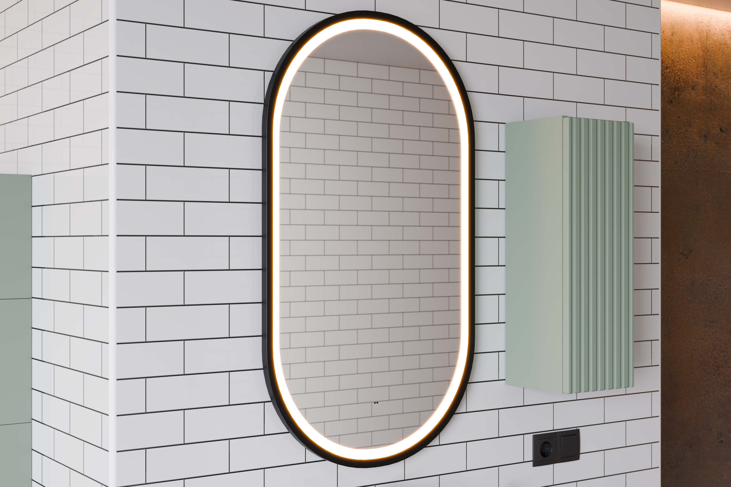 Apollo 2 Black LED Mirror – 50 x 90 cm