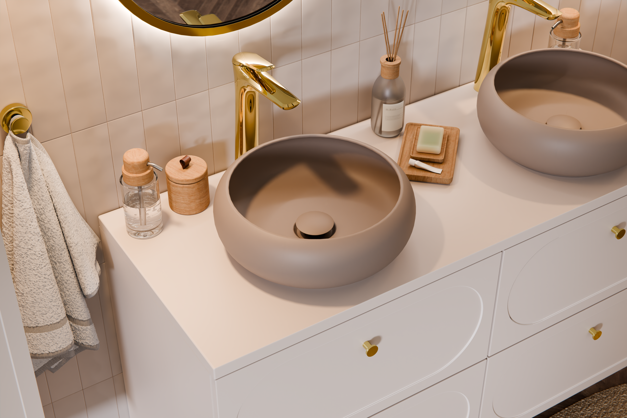 WIKI Countertop Basin – Matt Cappuccino, 36×36 cm