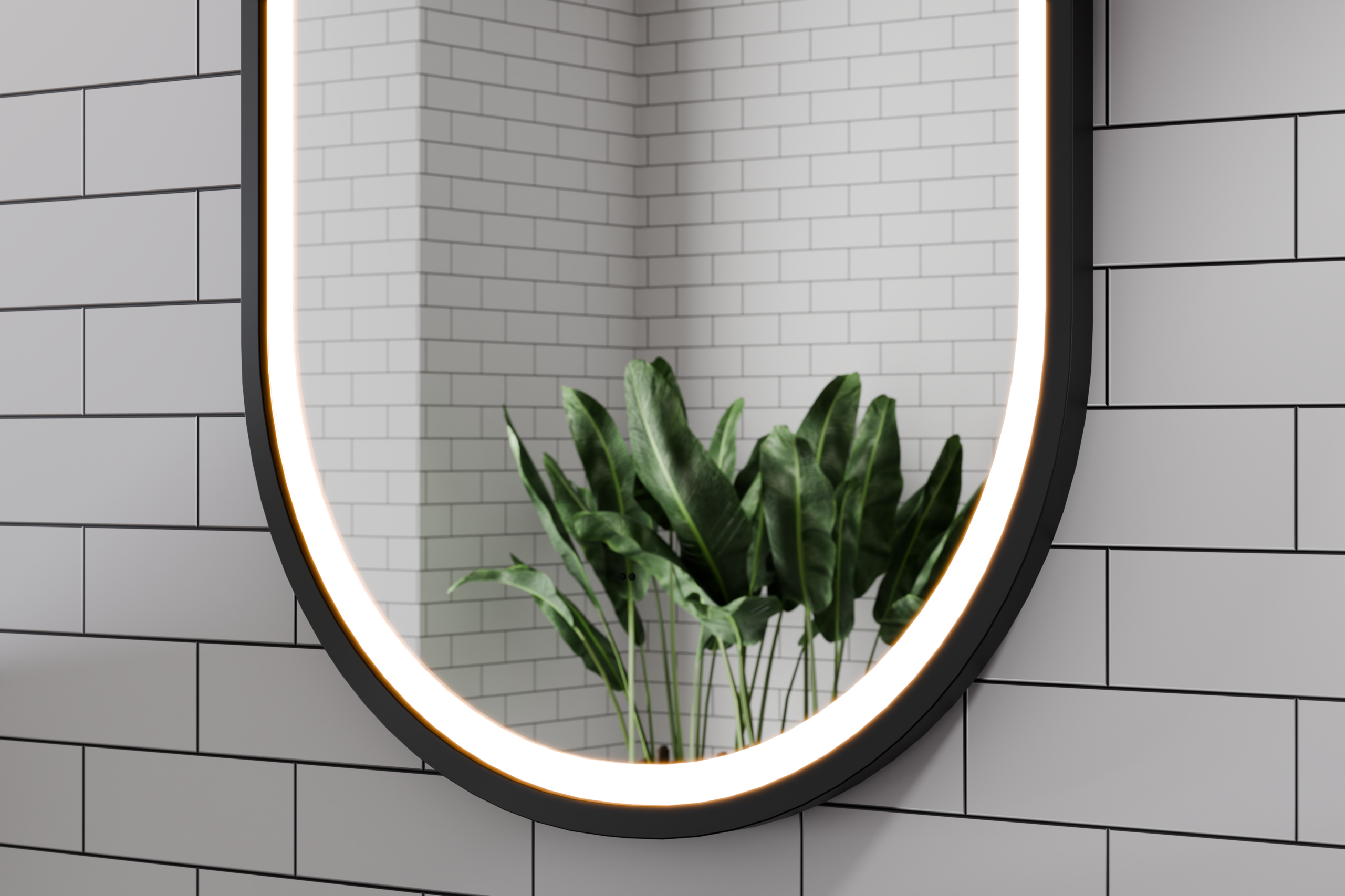 Apollo Black LED Mirror – 50 x 90 cm