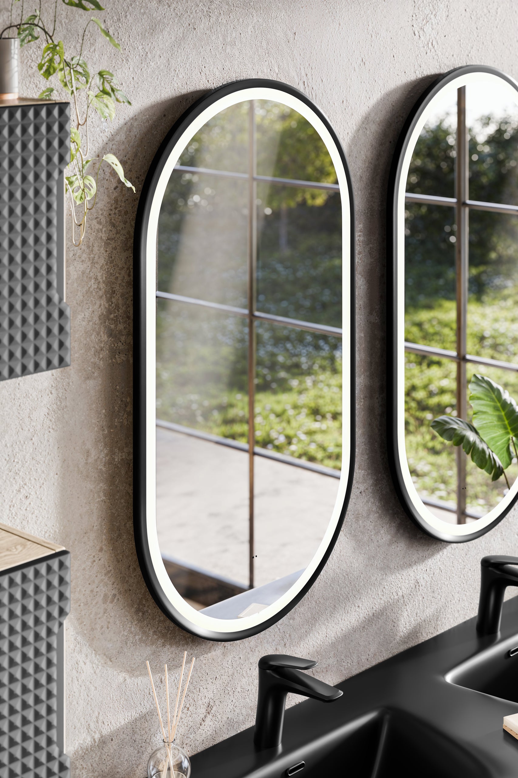 Apollo 2 Black LED Mirror – 50 x 90 cm