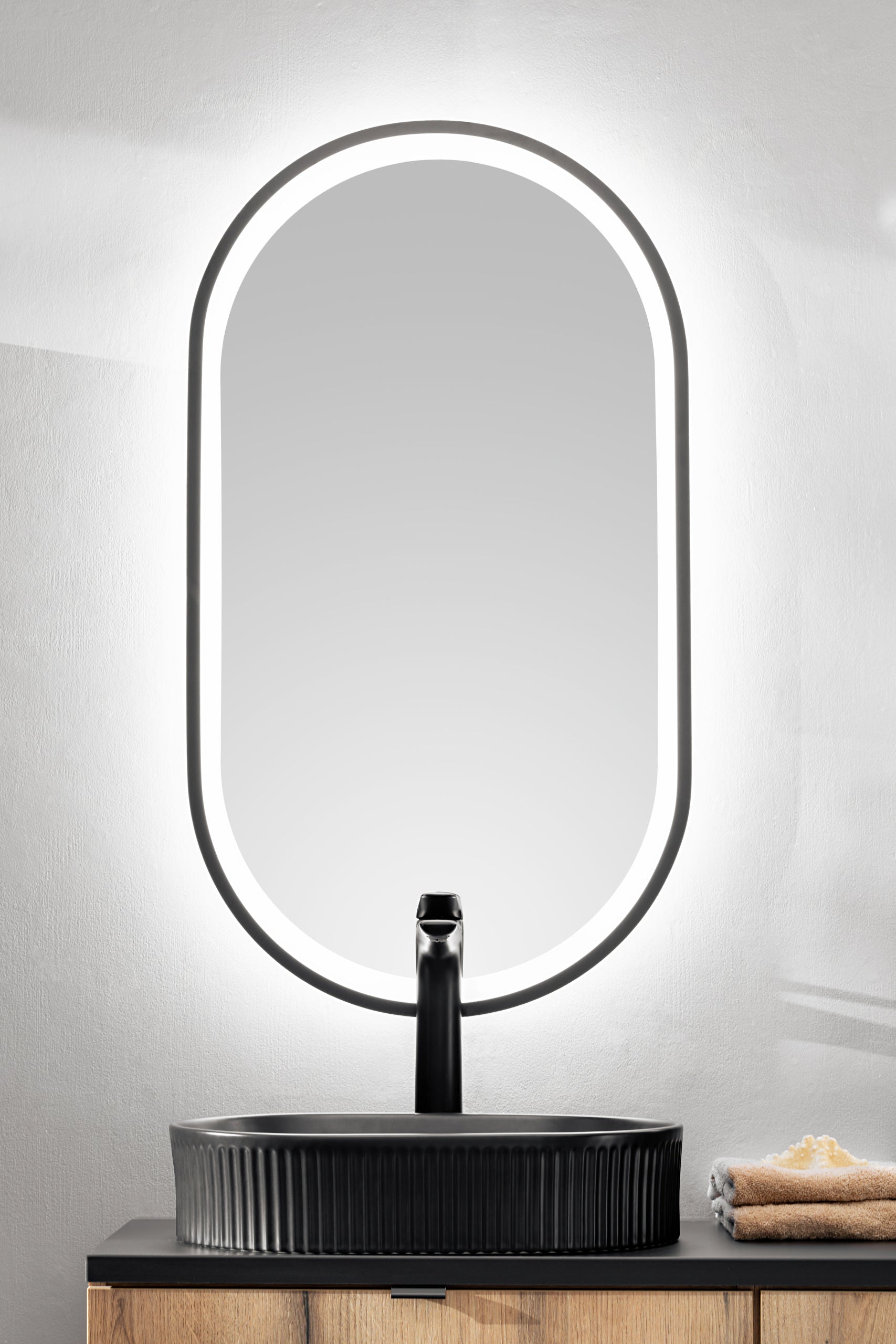 Apollo 2 Black LED Mirror – 50 x 90 cm